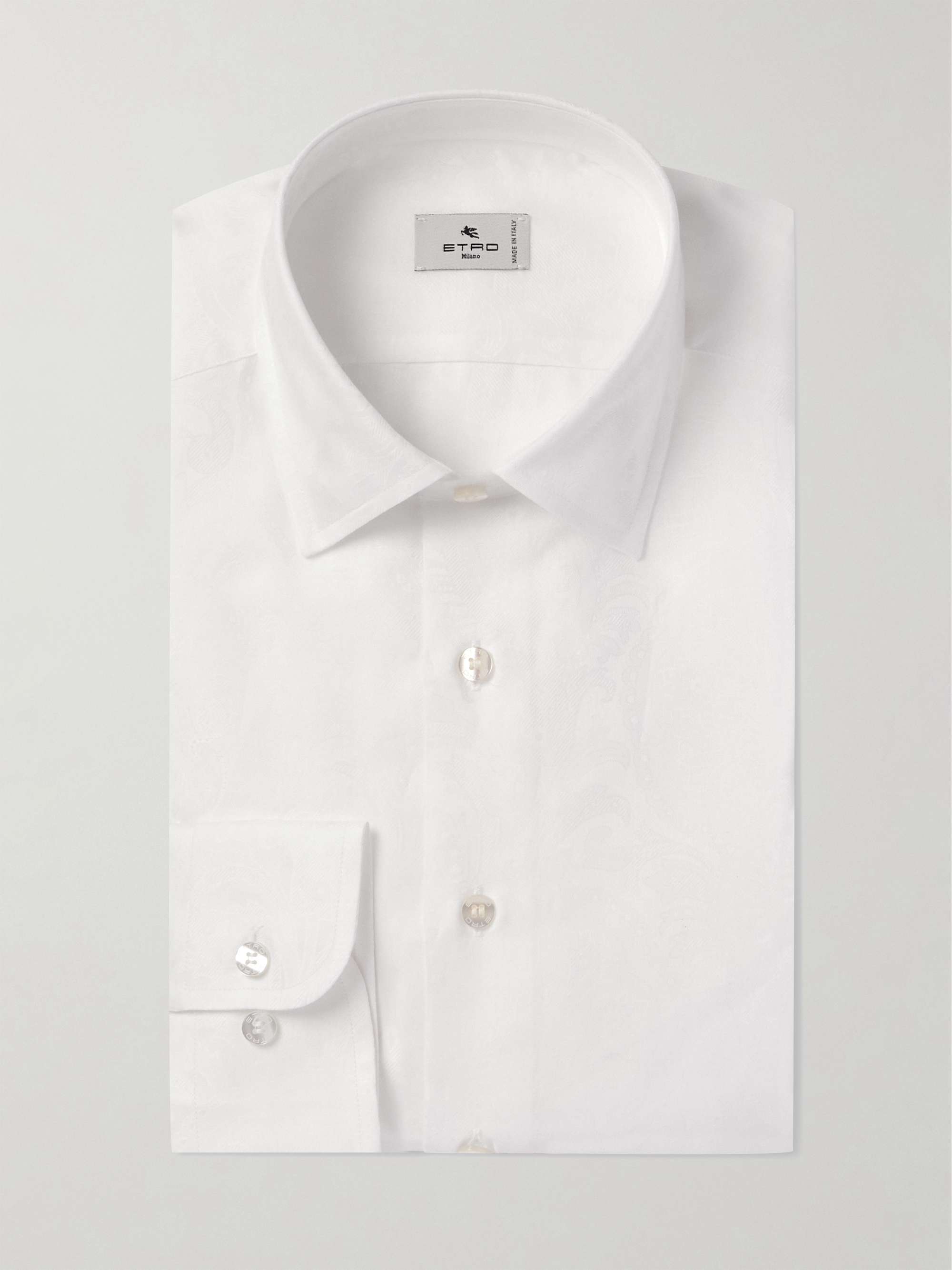 Slim-Fit Paisley-Jacquard Cotton Shirt view