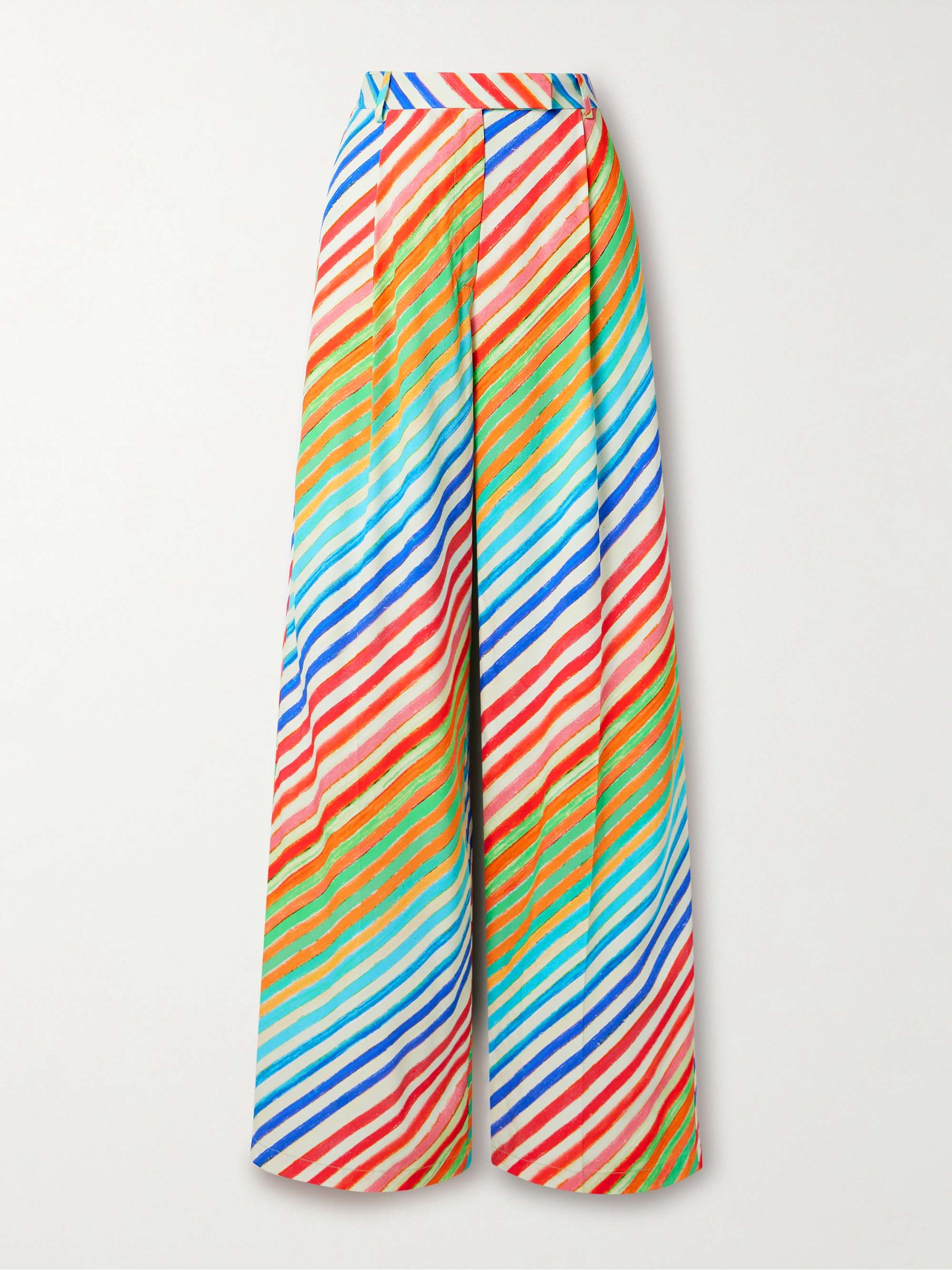 Crayon pleated striped twill wide-leg pants view