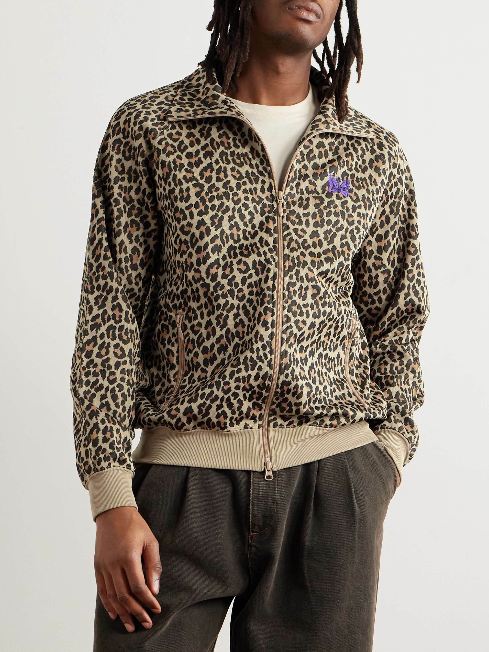 Logo-Embroidered Leopard-Print Jersey Track Jacket view