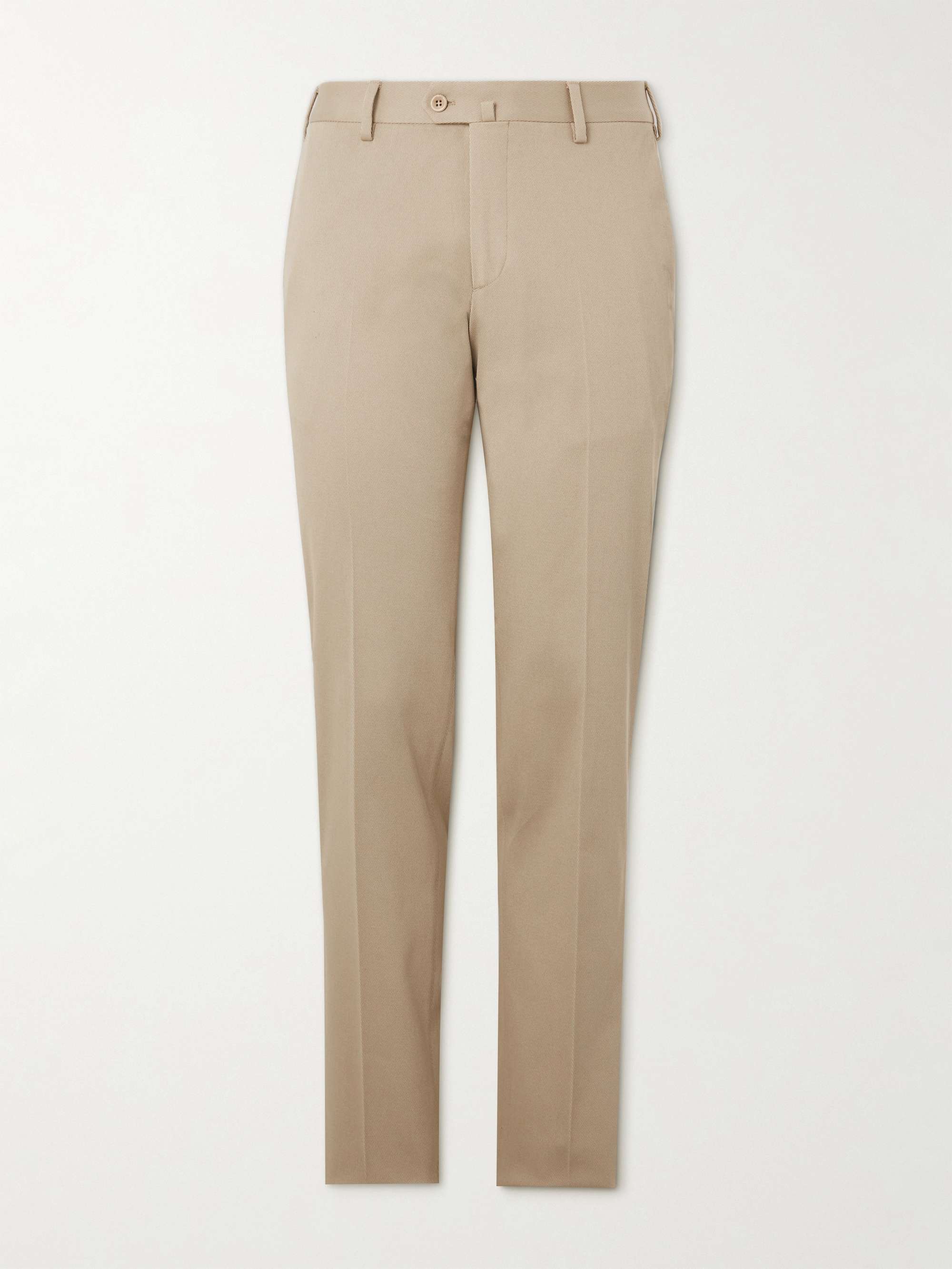 Slim-Fit Tapered Stretch-Cotton Twill Trousers view