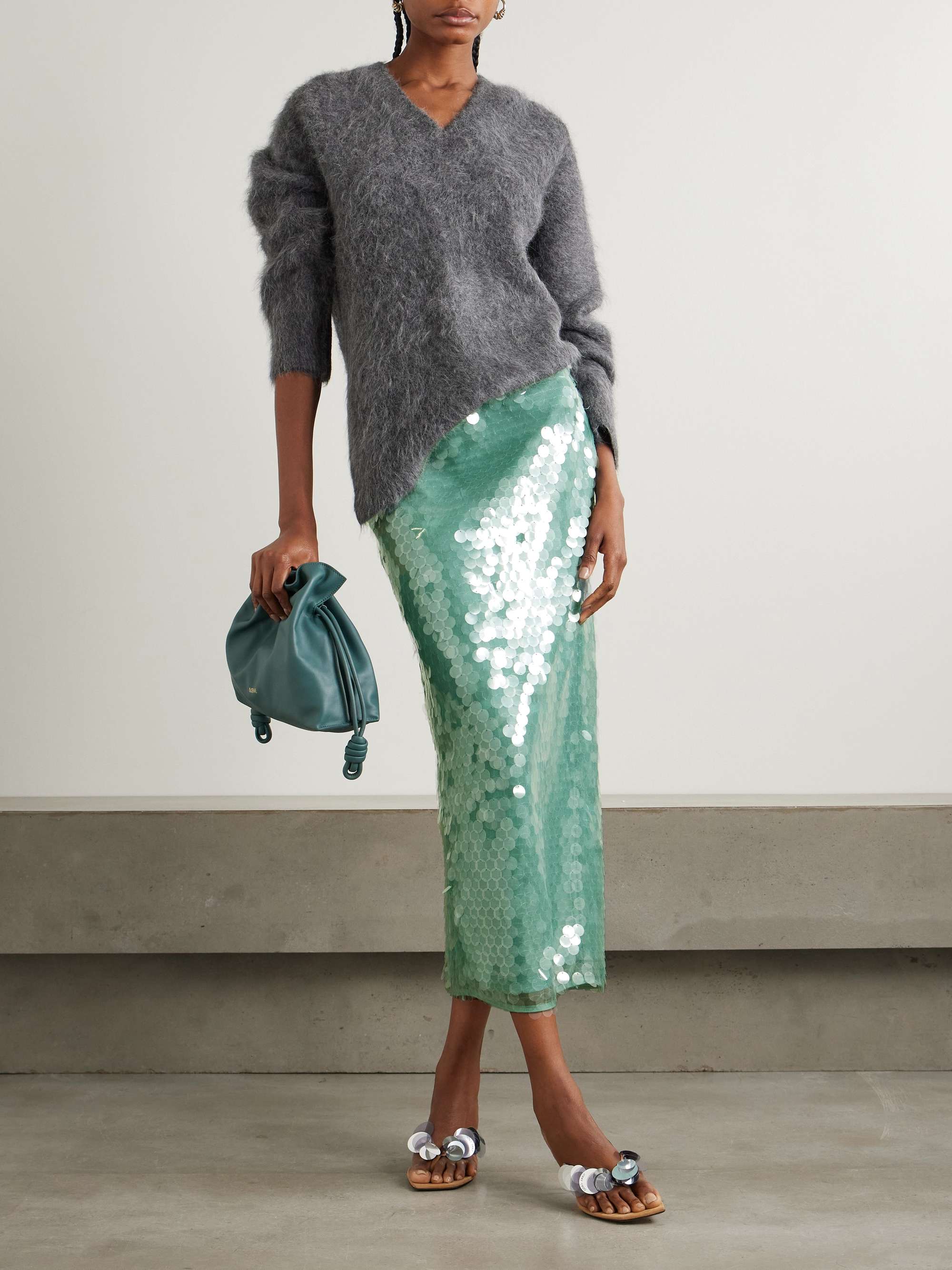 Casey paillette-embellished tulle midi skirt view