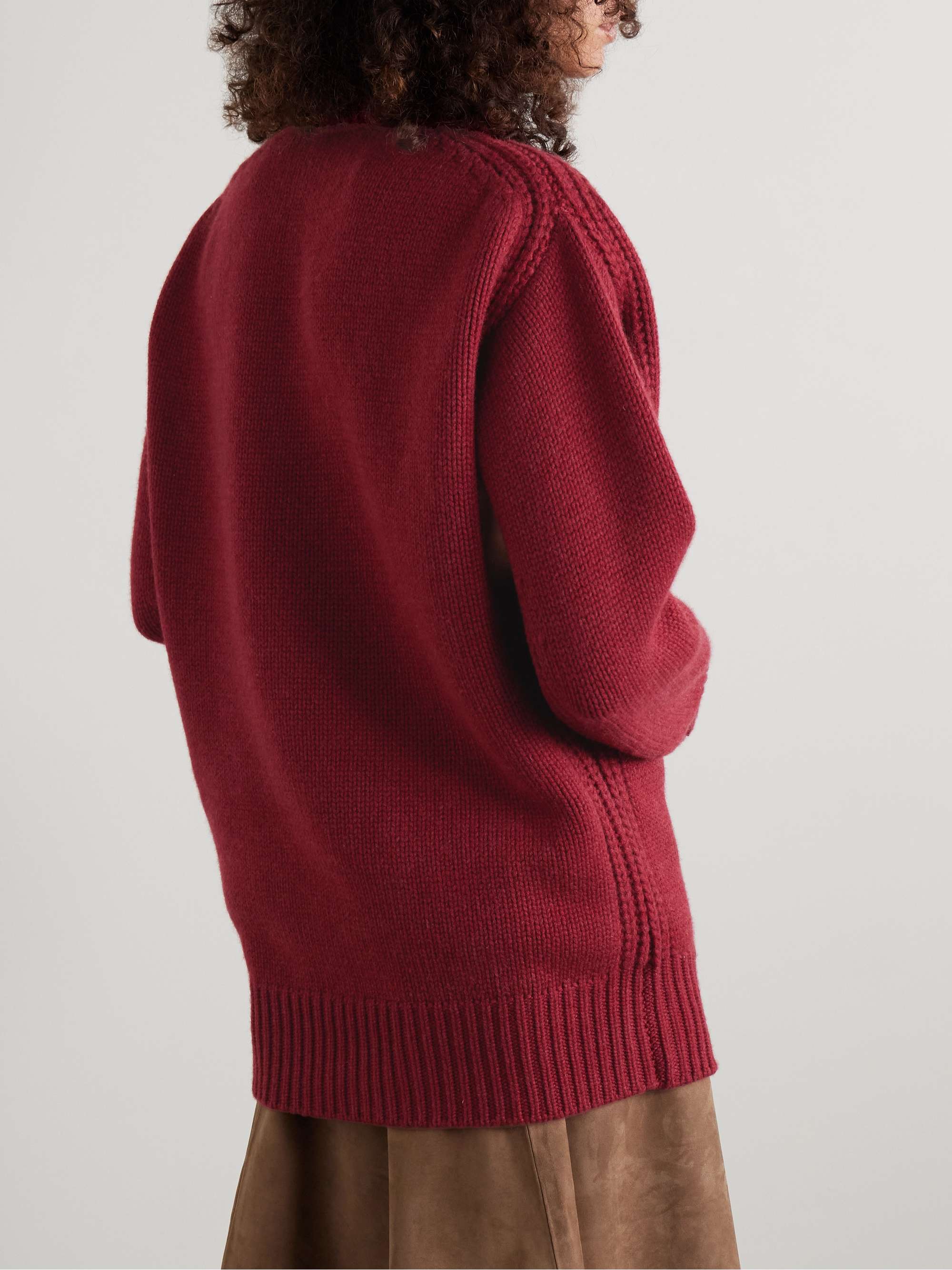 Convertible oversized cutout ribbed cashmere turtleneck mini dress view