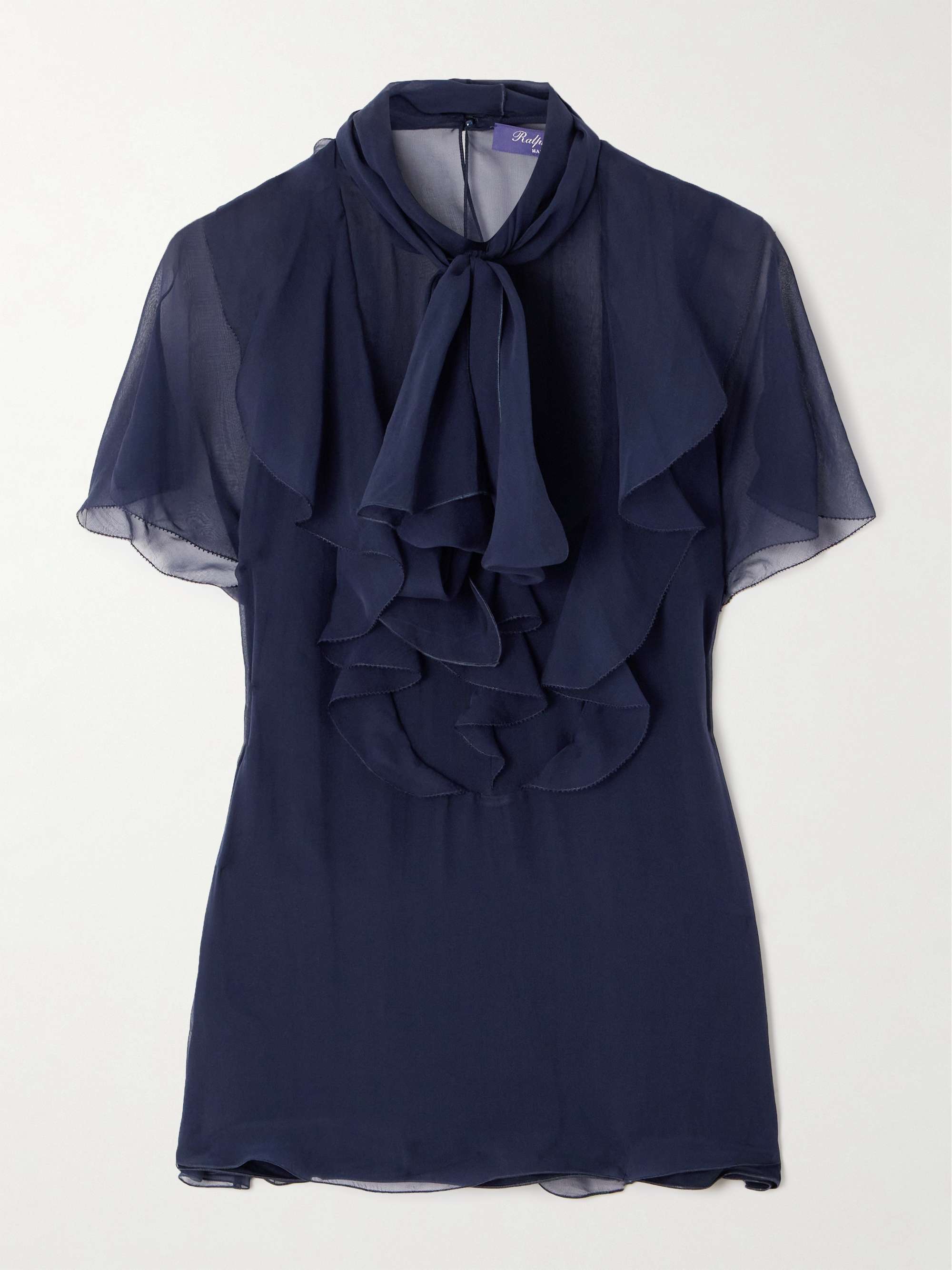 Etta pussy-bow ruffled silk-chiffon blouse view