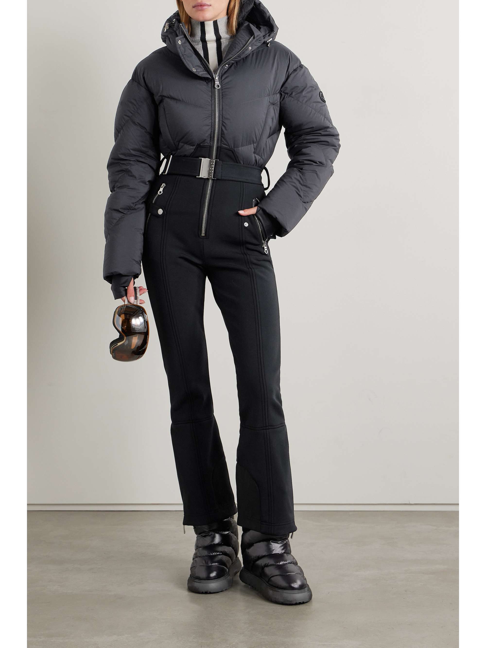 Ajax belted hooded quilted down ski suit view