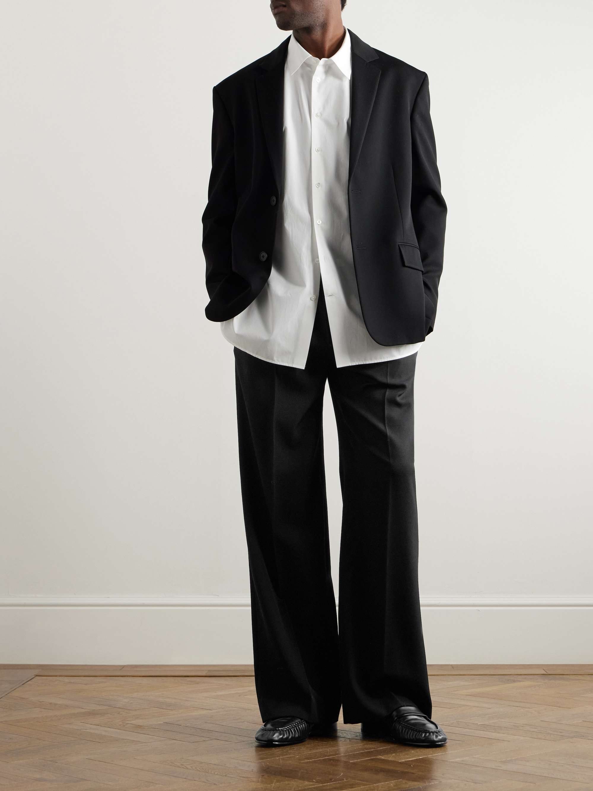 Holl Wide-Leg Pleated Grain de Poudre Wool Trousers view