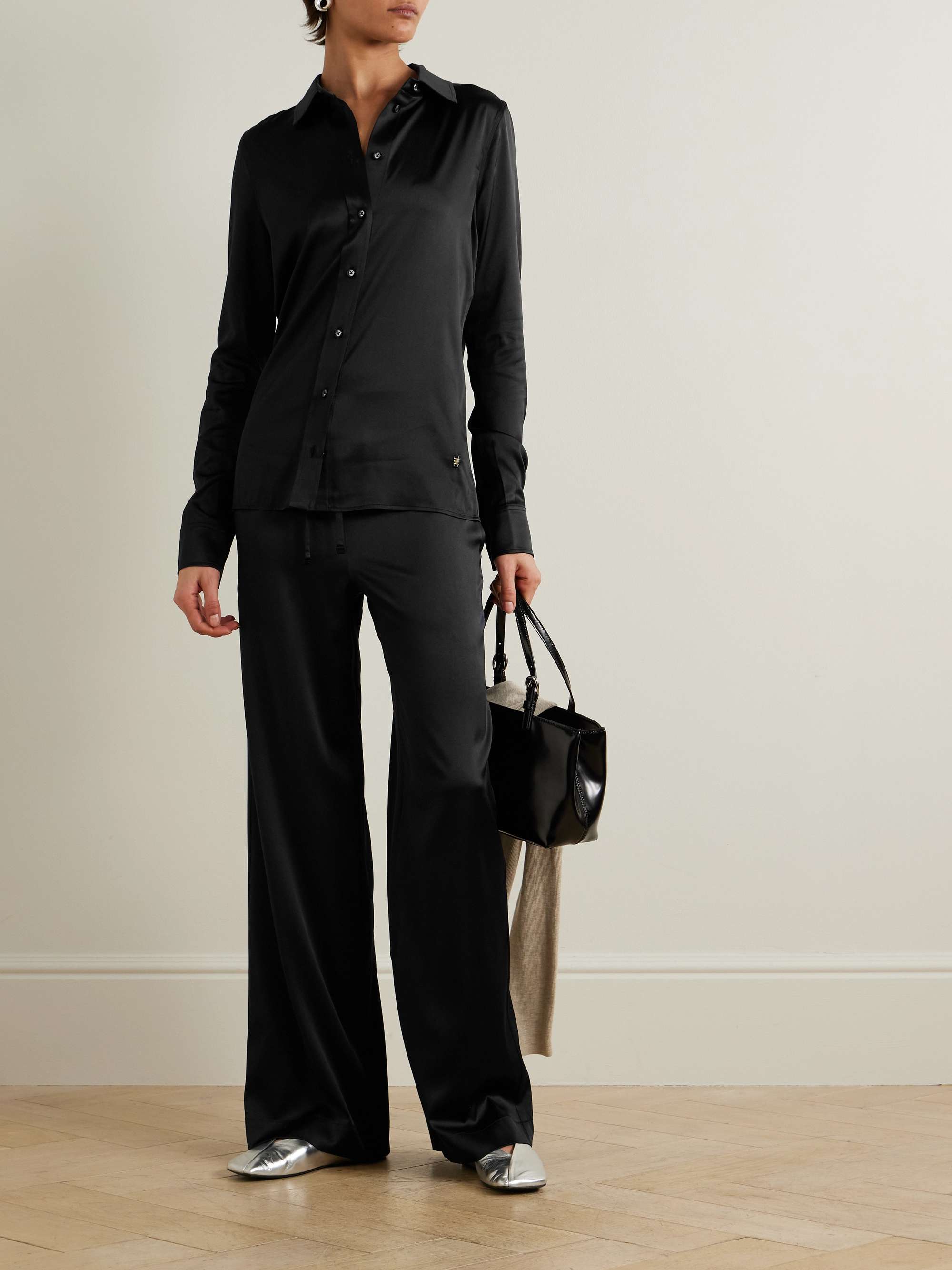 Brody silk-satin wide-leg pants view