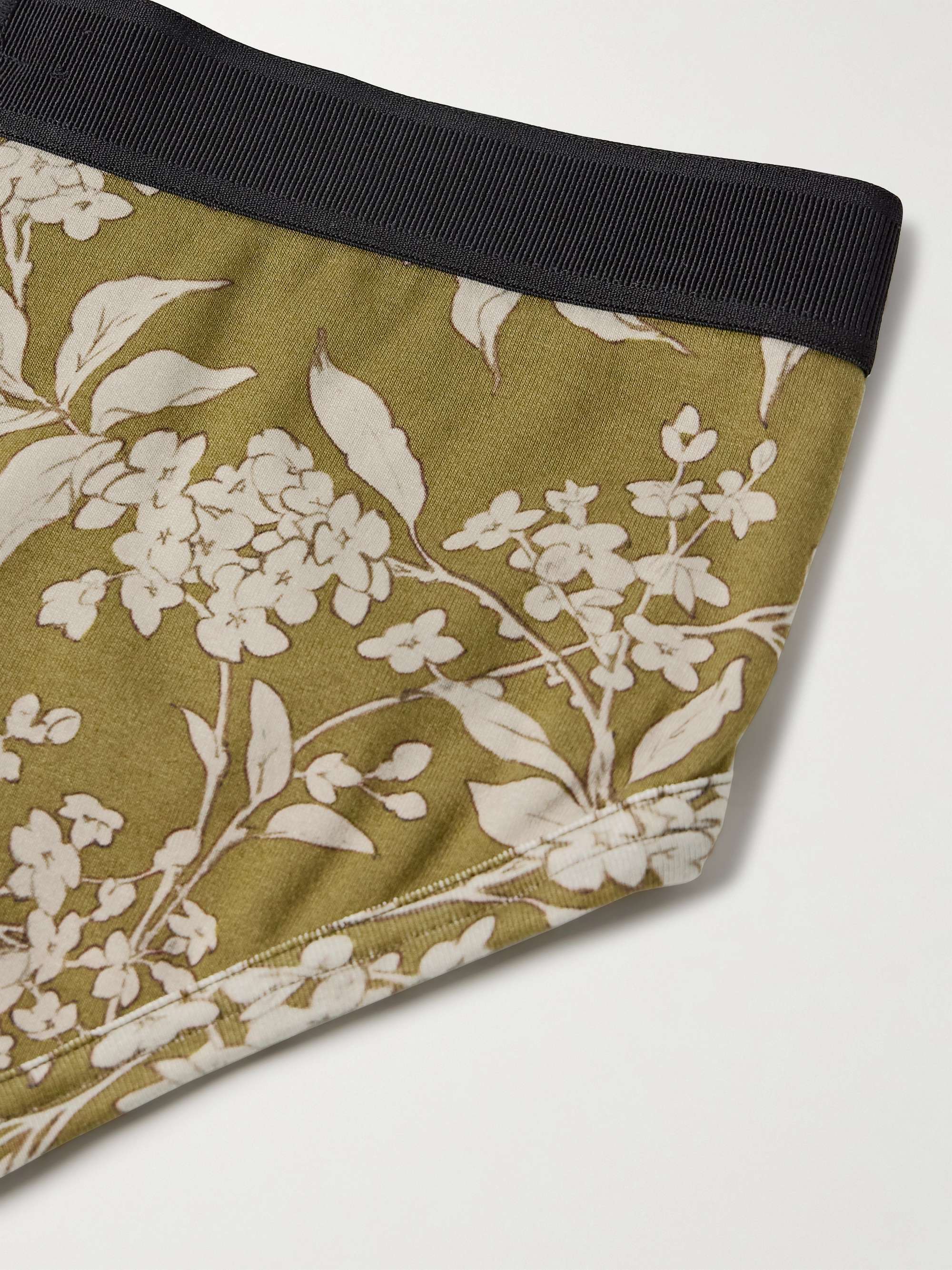 Floral-Print Stretch-Cotton Briefs view
