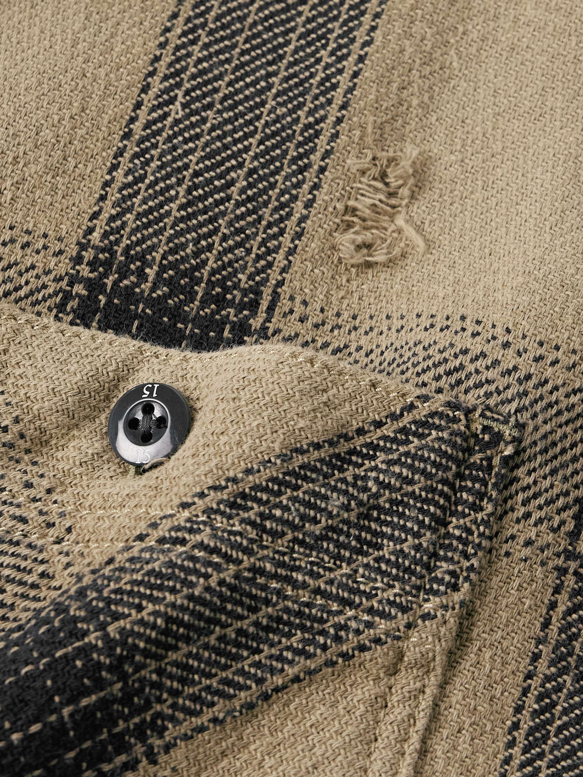 Savage Logo-Appliquéd Distressed Checked Cotton Shirt view