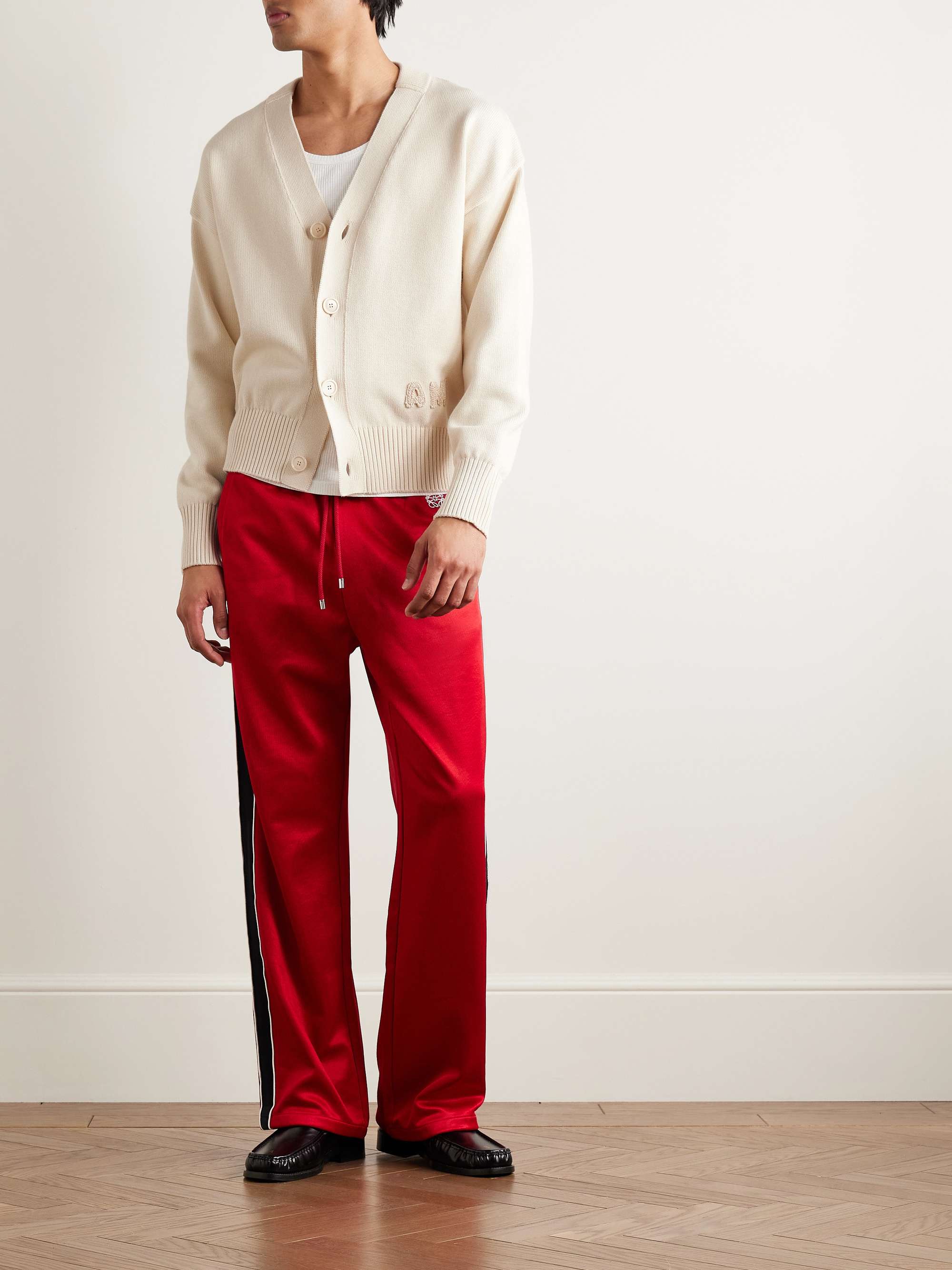Logo-Embroidered Organic Cotton and Wool-Blend Cardigan view