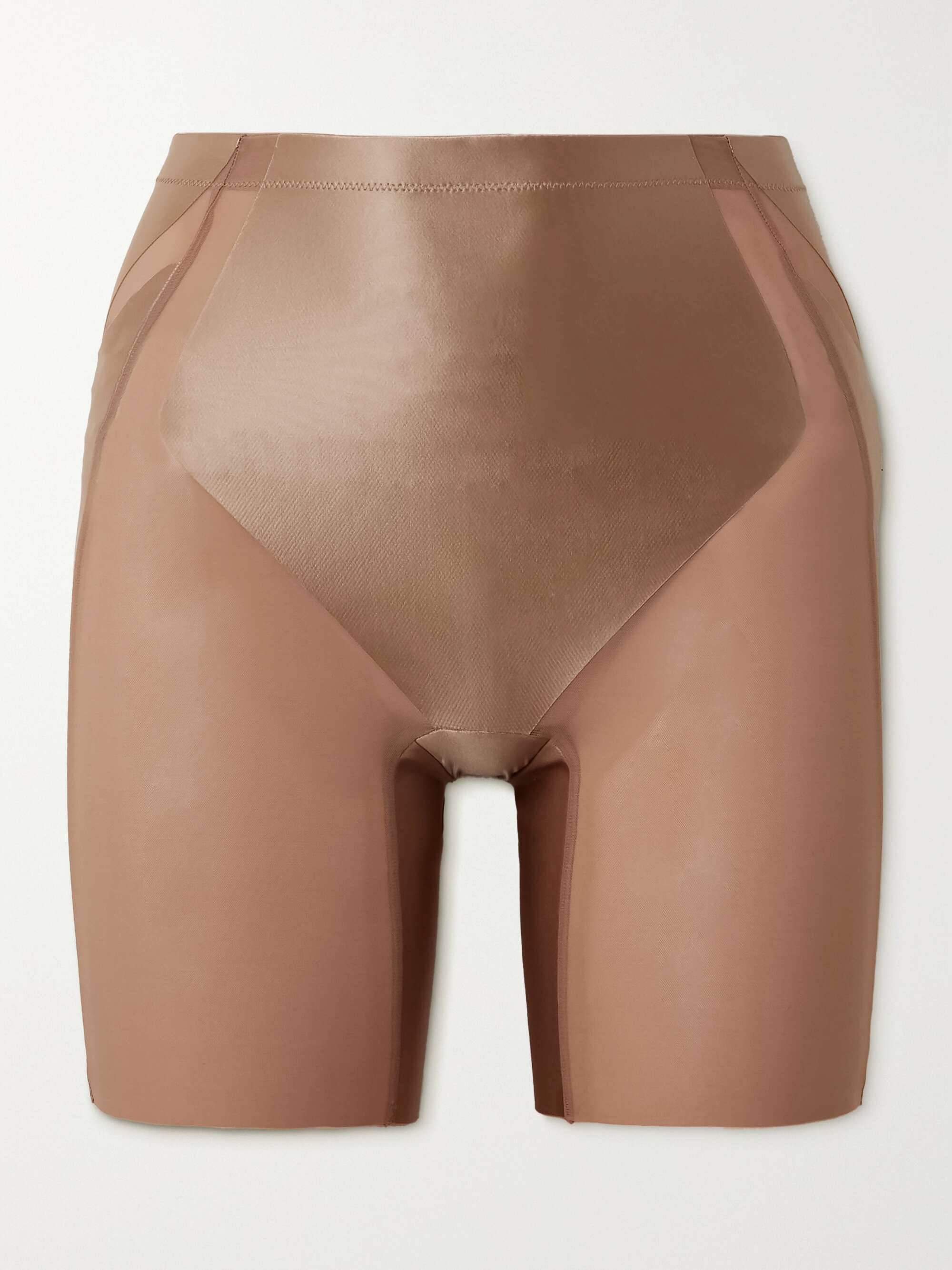 Shaping mesh and stretch-satin shorts view
