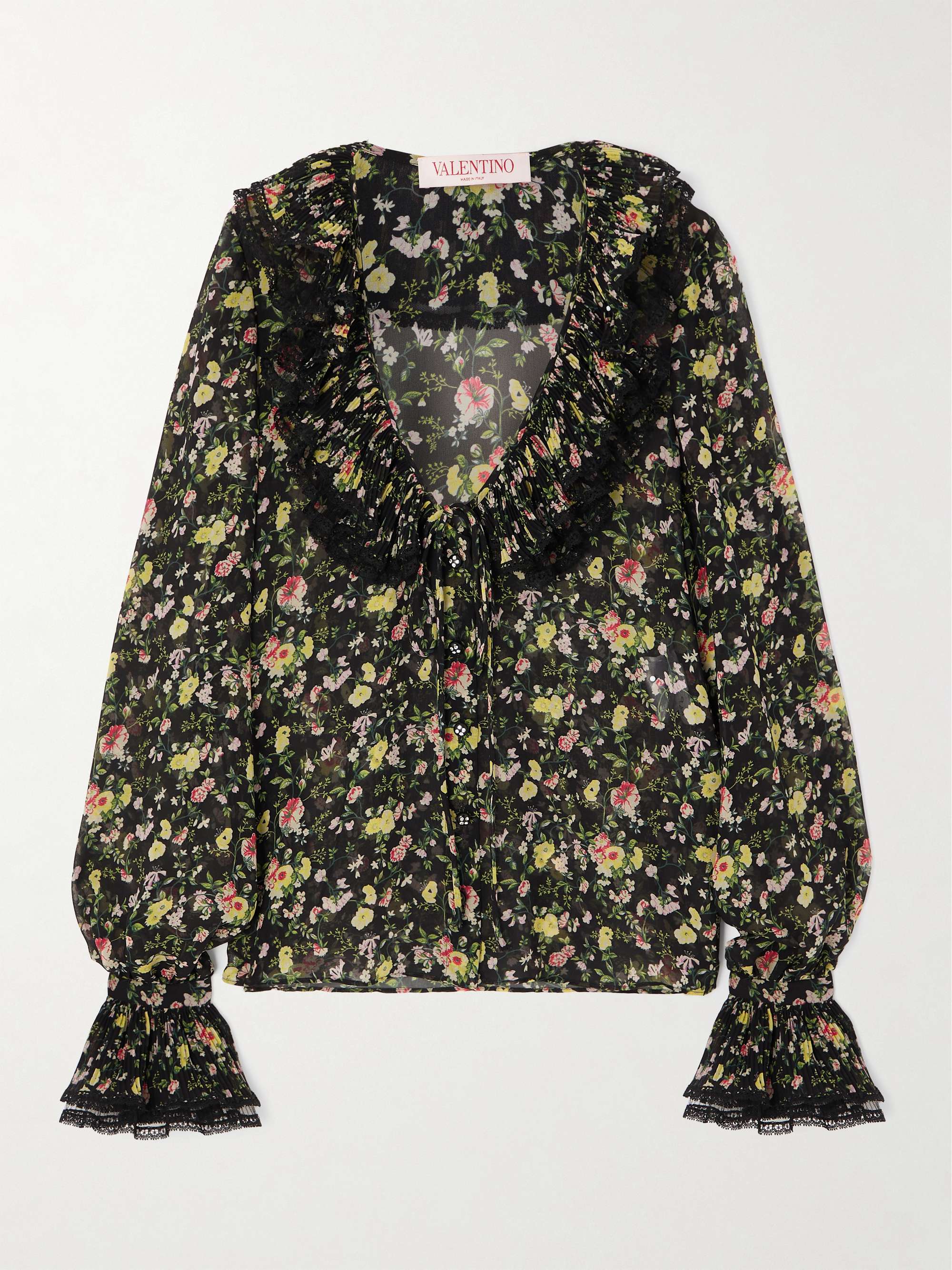 Ruffled printed silk-chiffon blouse view