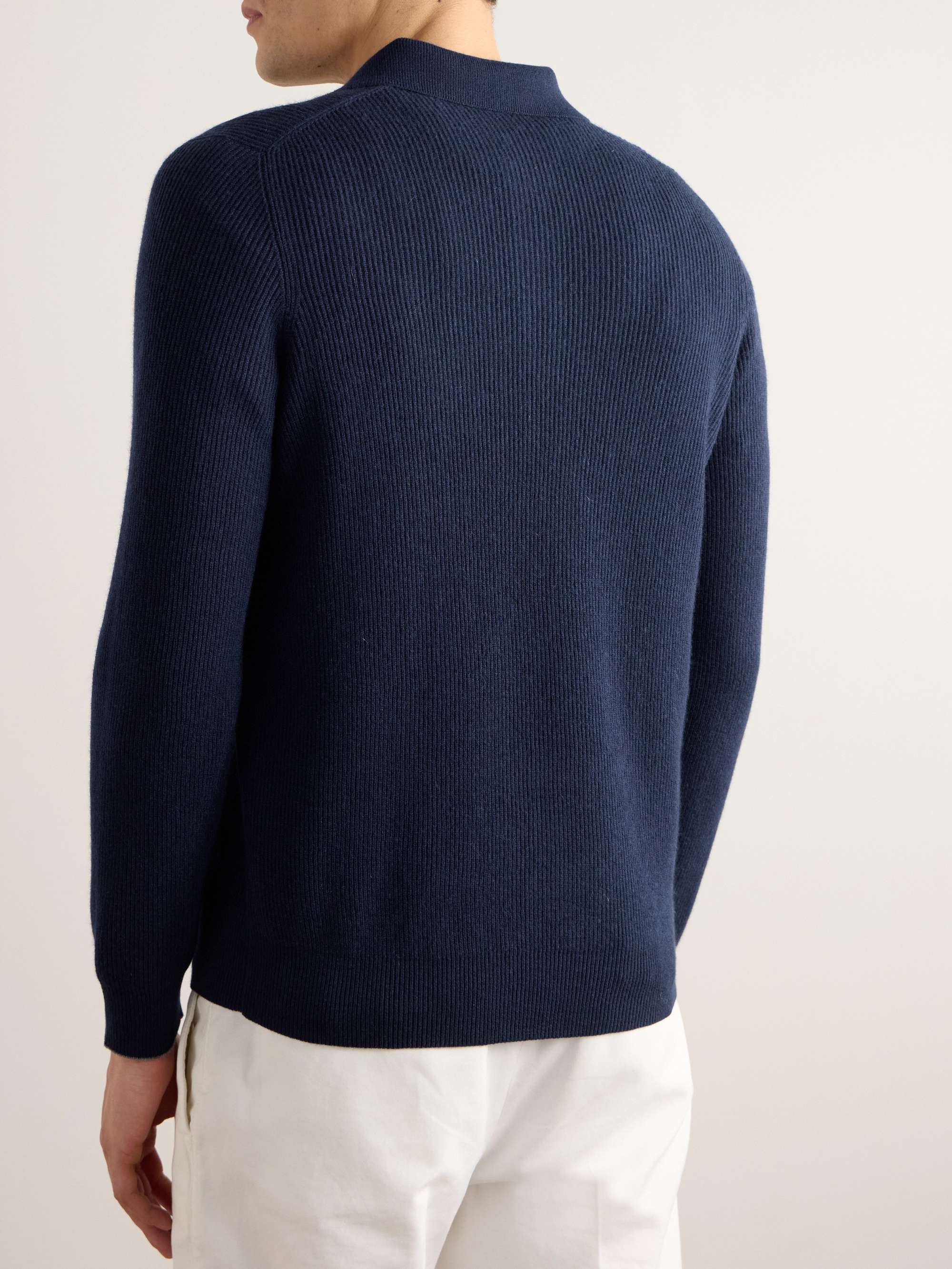 Ribbed Cashmere Half-Zip Sweater view