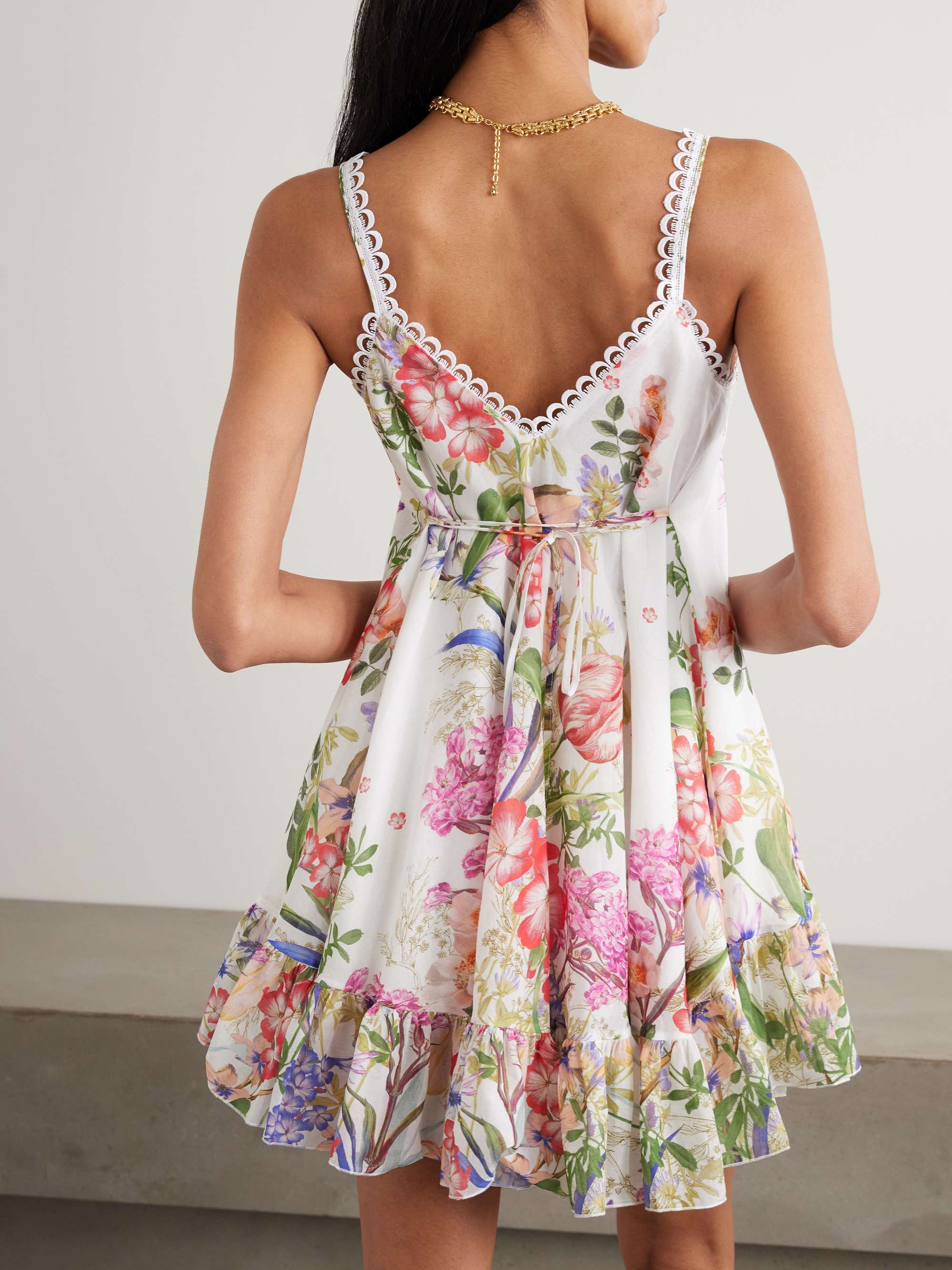 Lily ruffled floral-print cotton-blend voile mini dress view