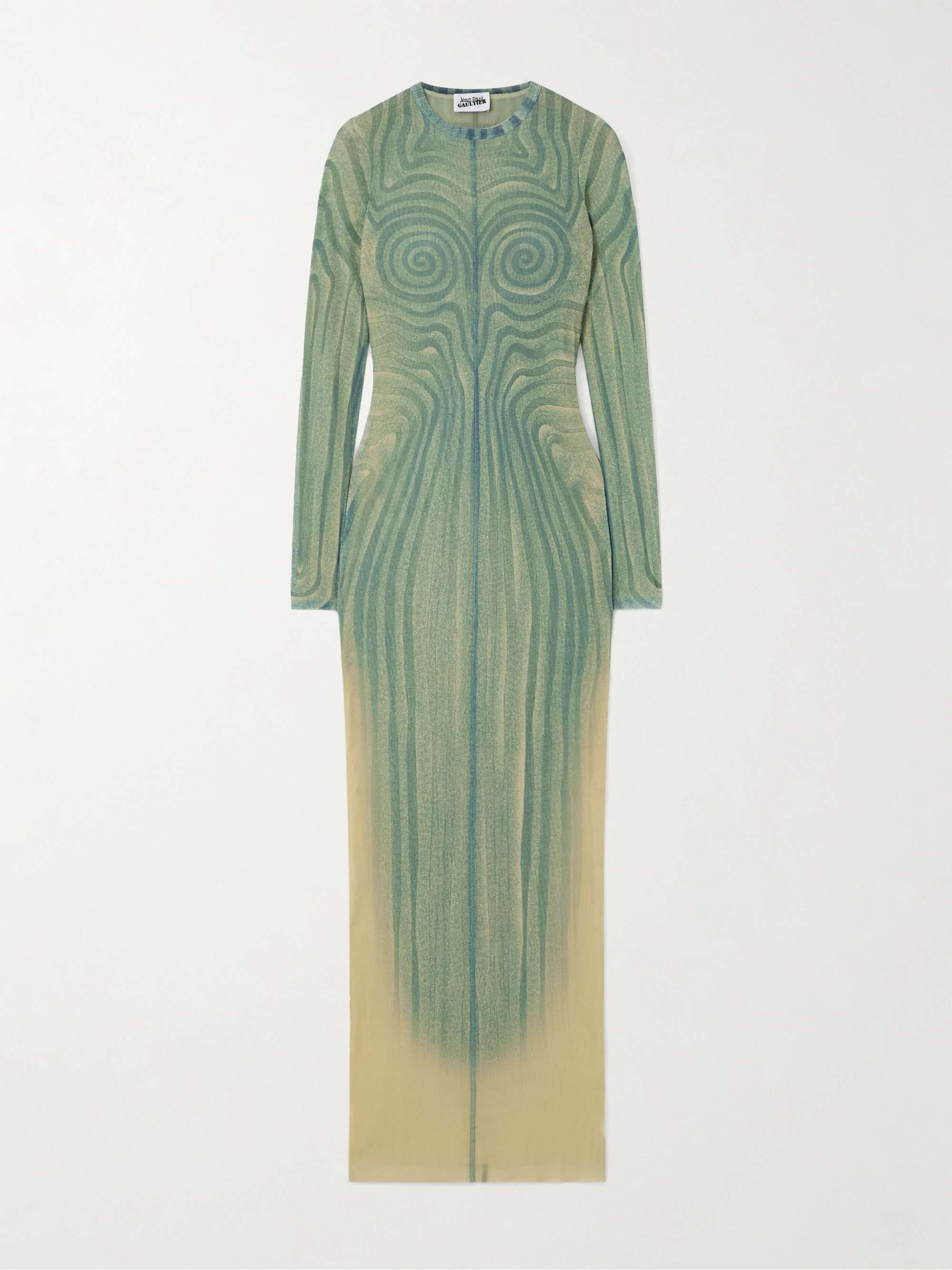 Printed mesh maxi dress view