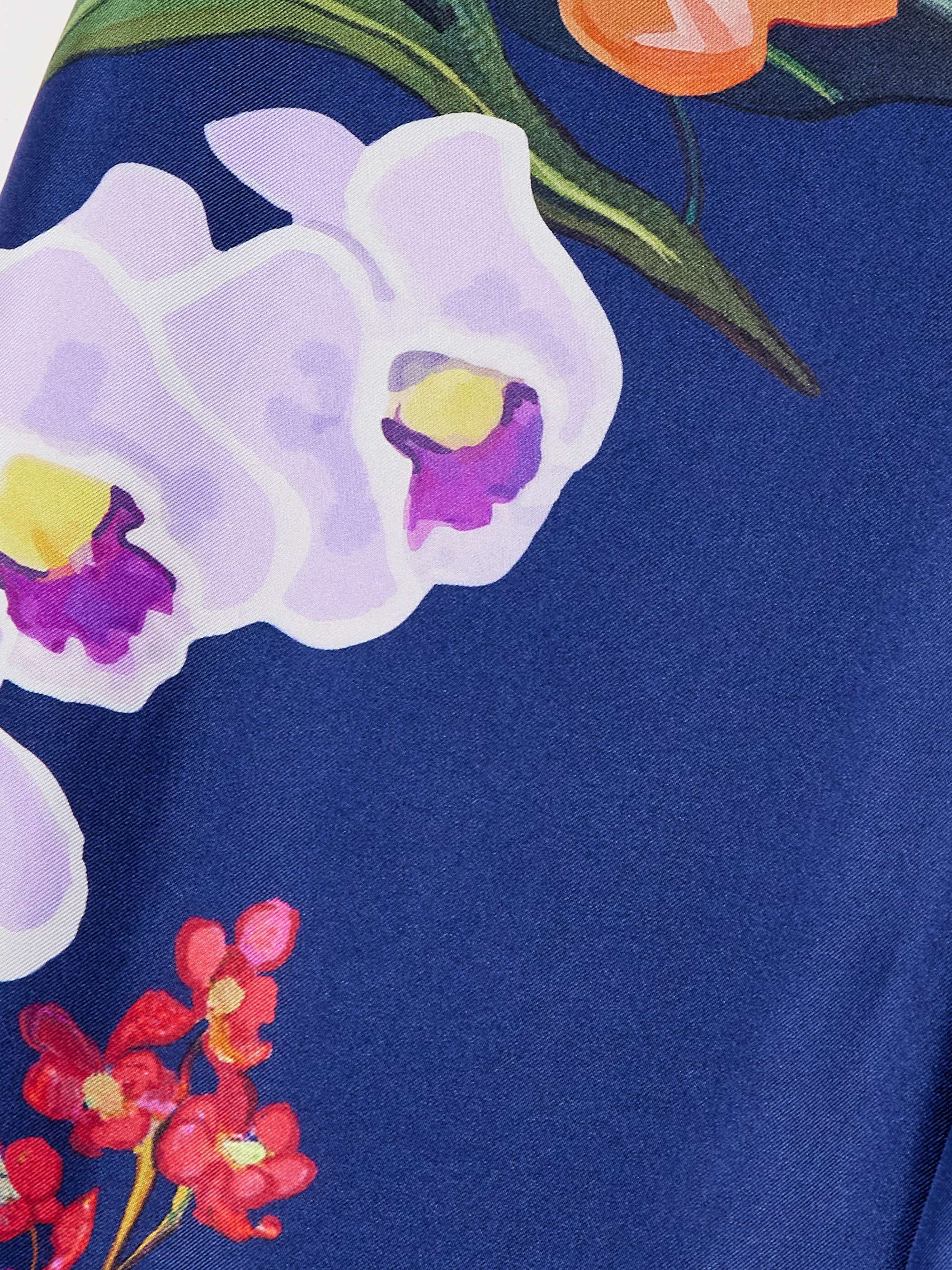 Havana floral-print silk-twill wide-leg pants view