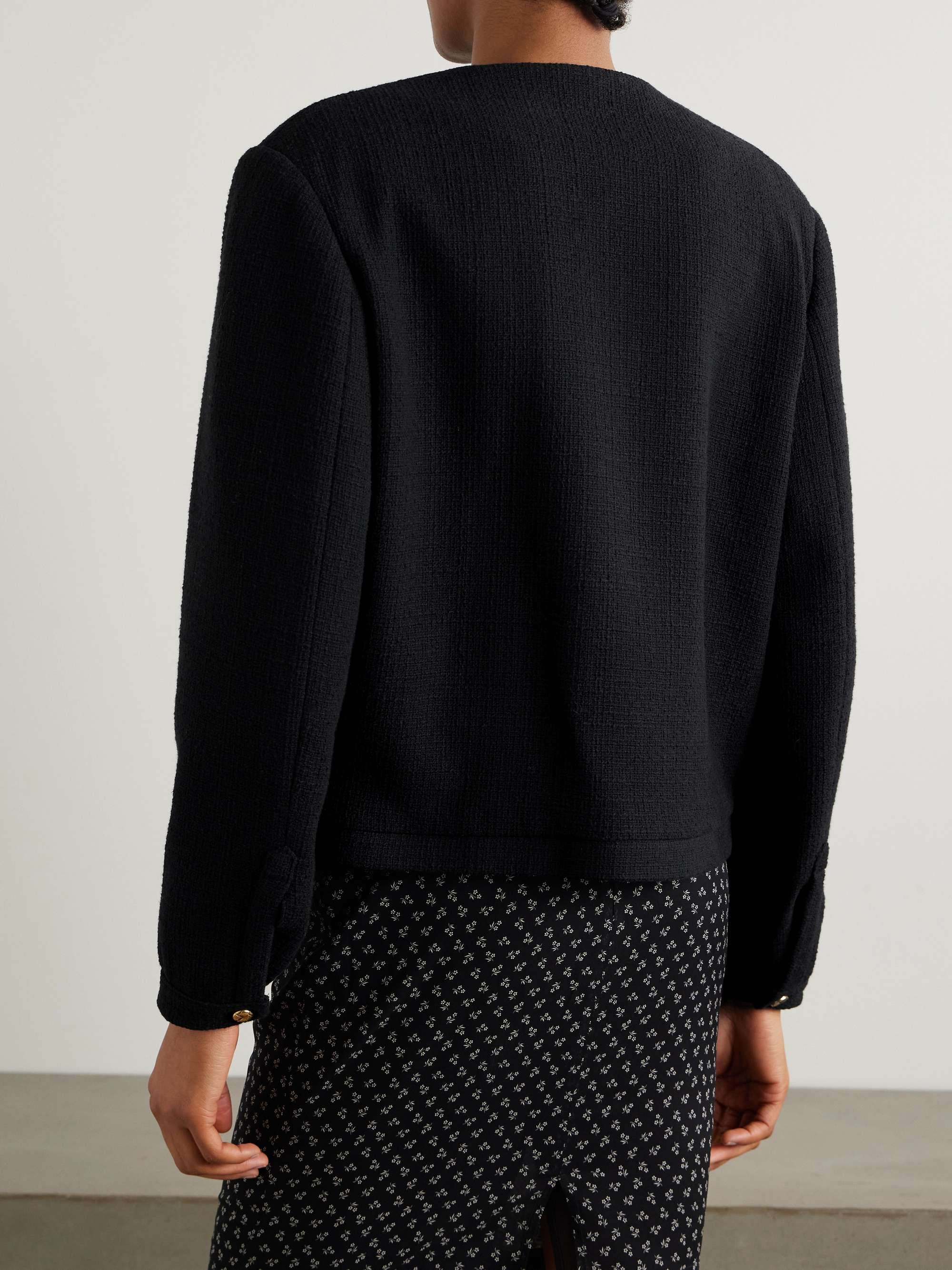 Missy Gliss velvet-trimmed cotton-blend bouclé jacket view