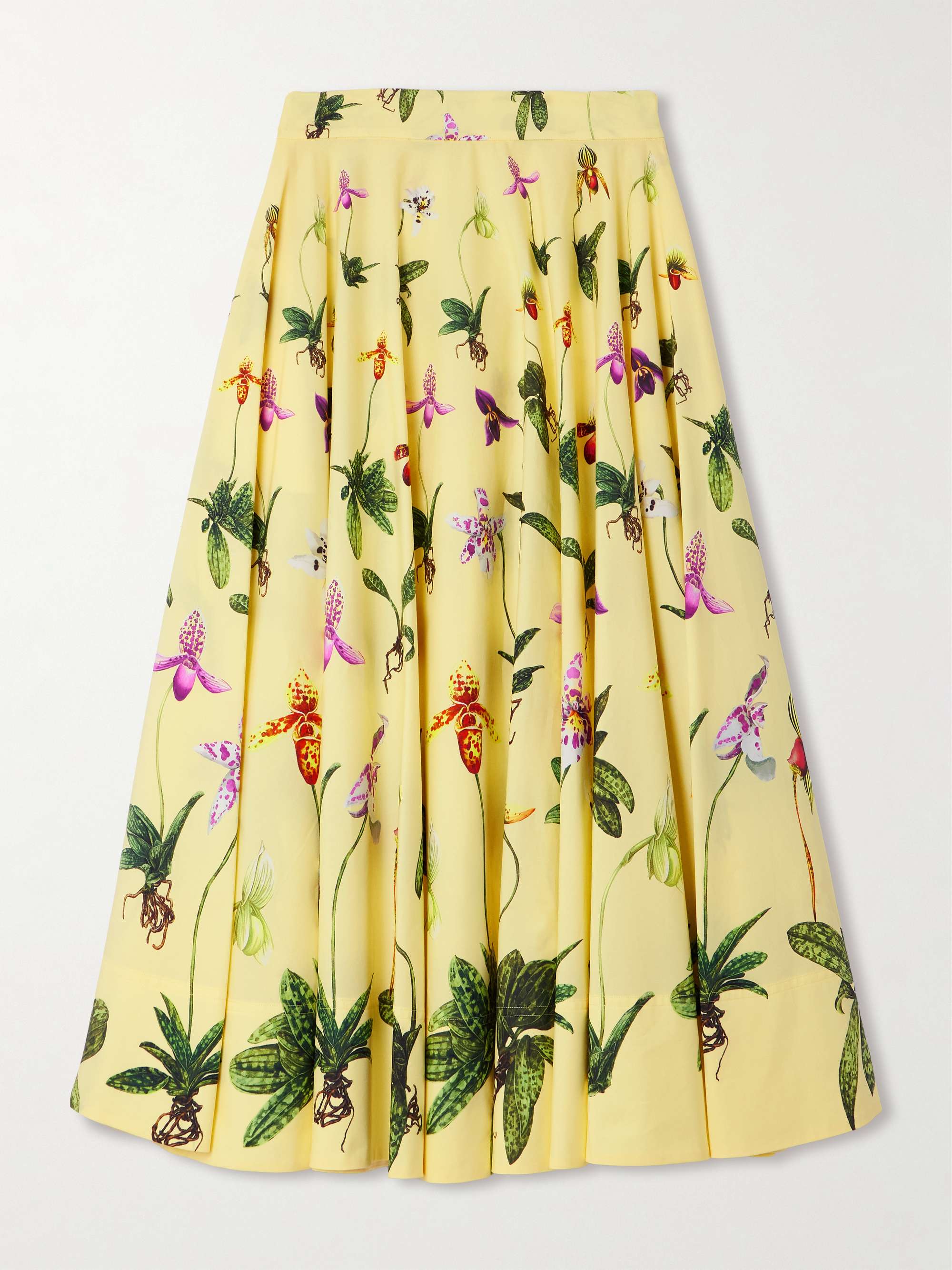 Floral-print cotton-blend poplin midi skirt view