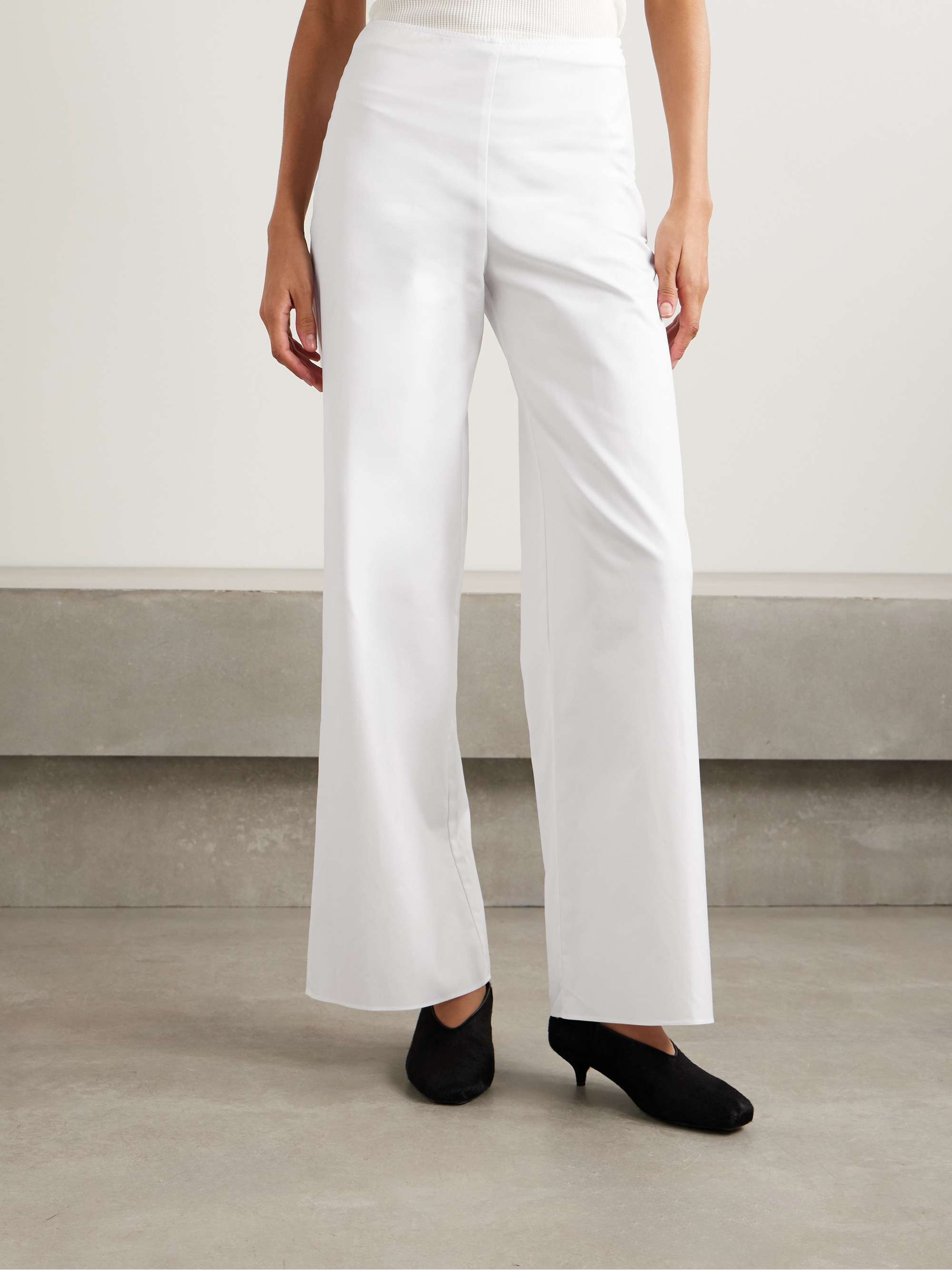 Cotton-sateen wide-leg pants view