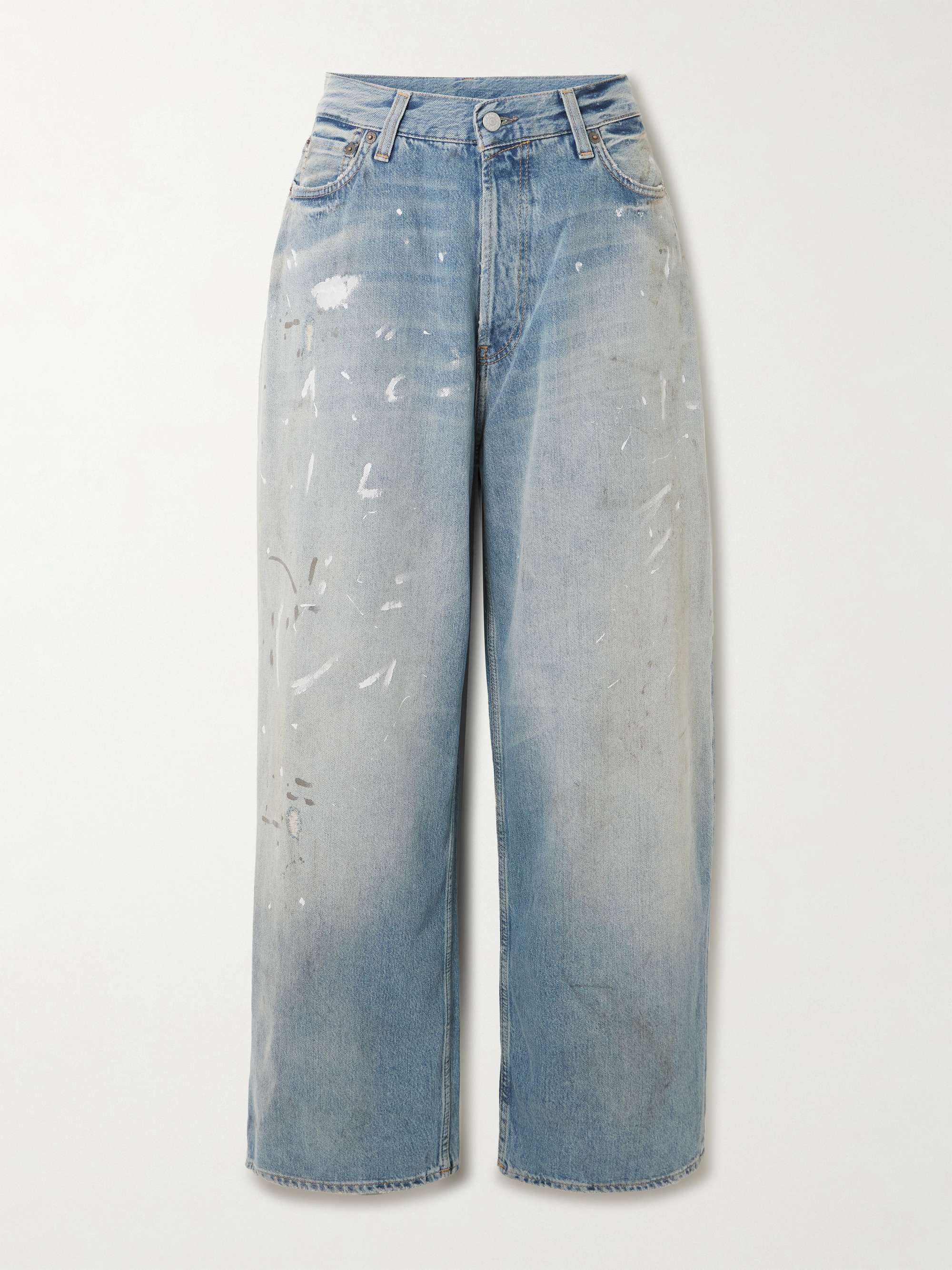 Distressed organic low-rise wide-leg jeans view