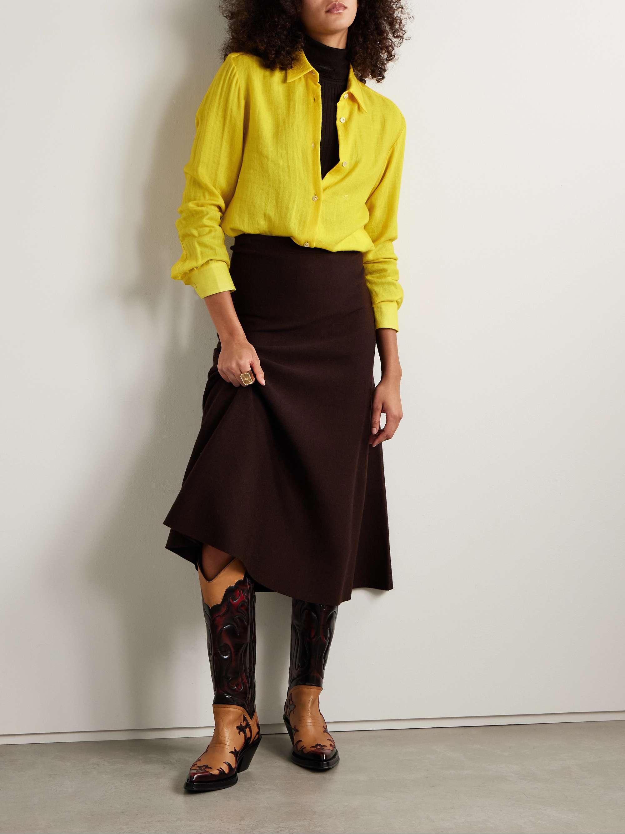 Reyes herringbone cashmere and silk-blend shirt view