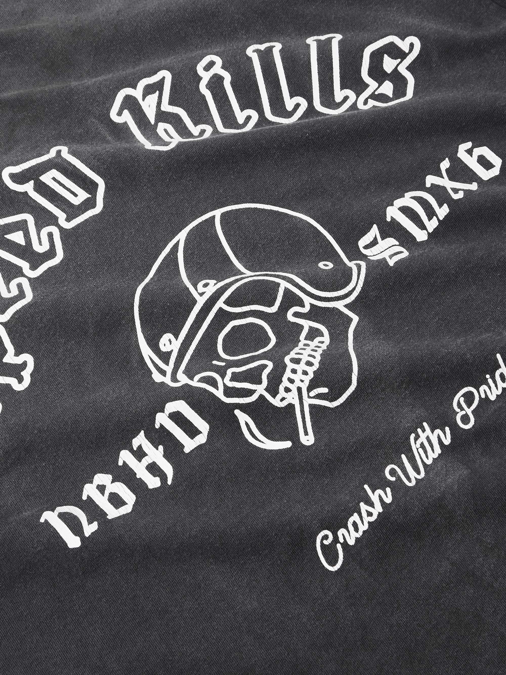 + Neighborhood Speed Kills Distressed Logo-Print Cotton-Jersey T-Shirt view