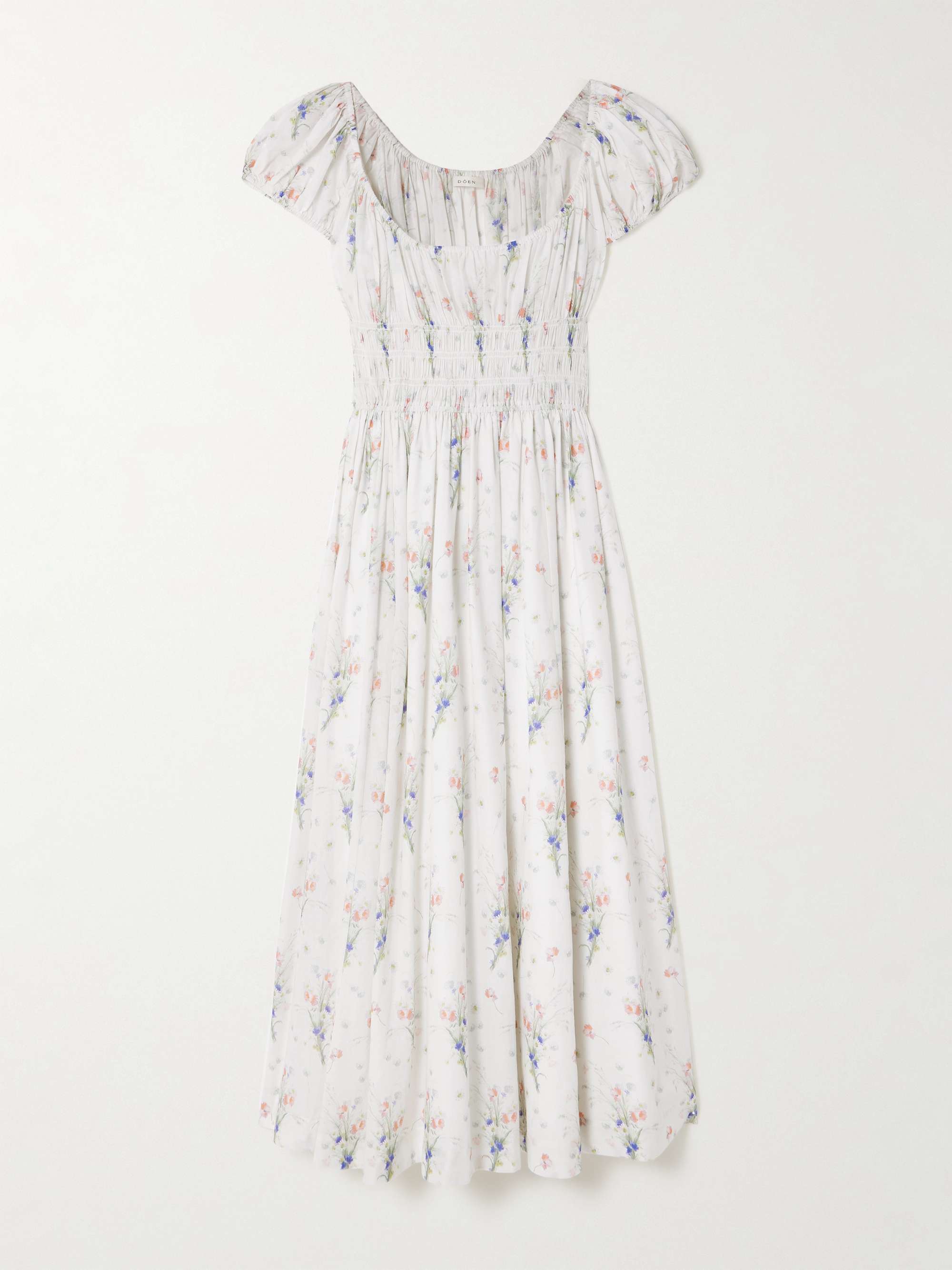Quinley shirred floral-print organic cotton midi dress view