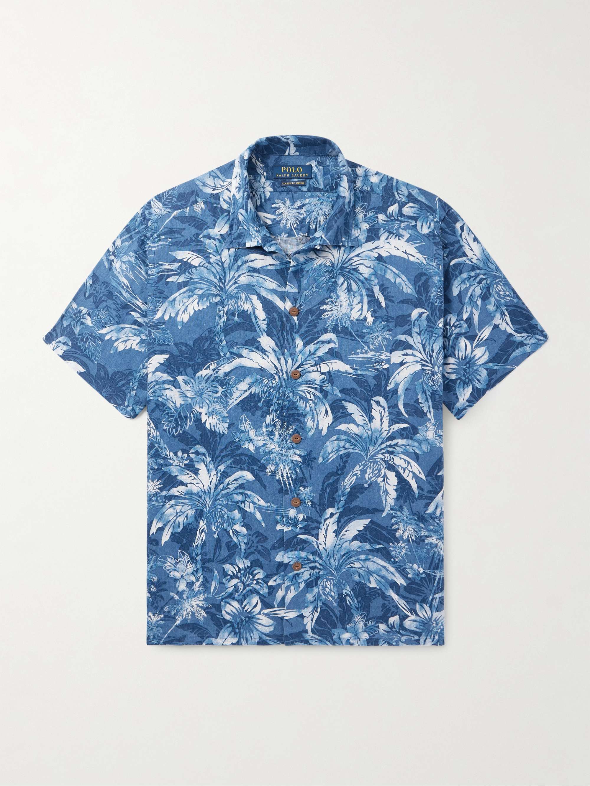 Clady Camp-Collar Logo-Embroidered Printed Linen Shirt view