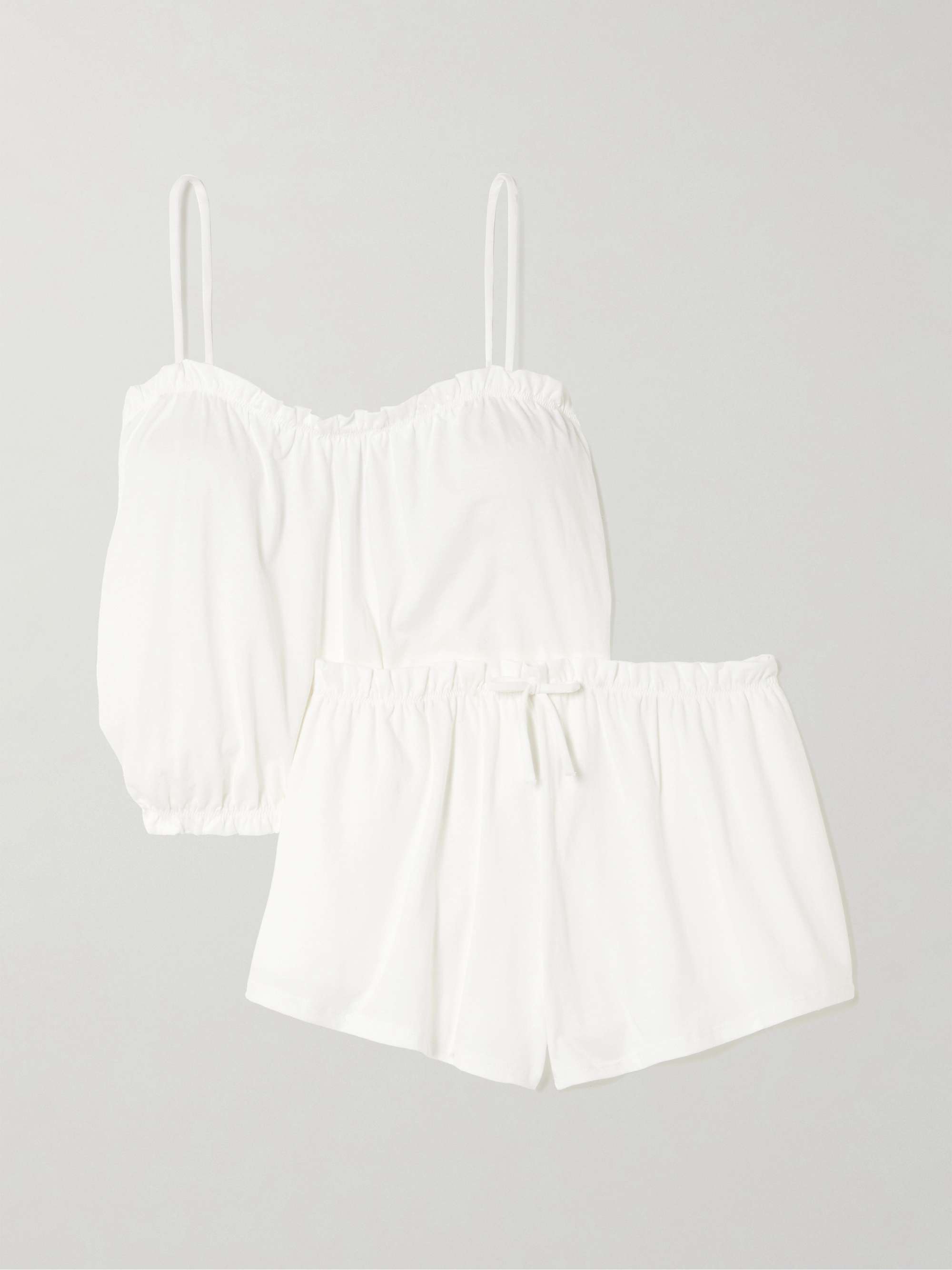 Celeste ruffled organic Pima cotton-jersey pajama set view
