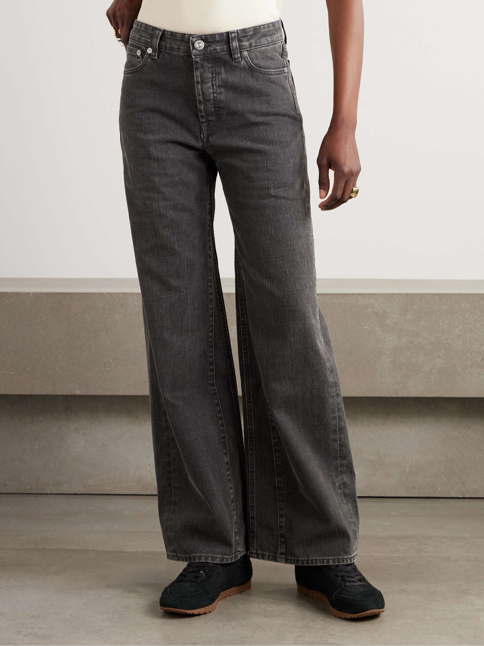 Treble Cut paneled high-rise wide-leg jeans view