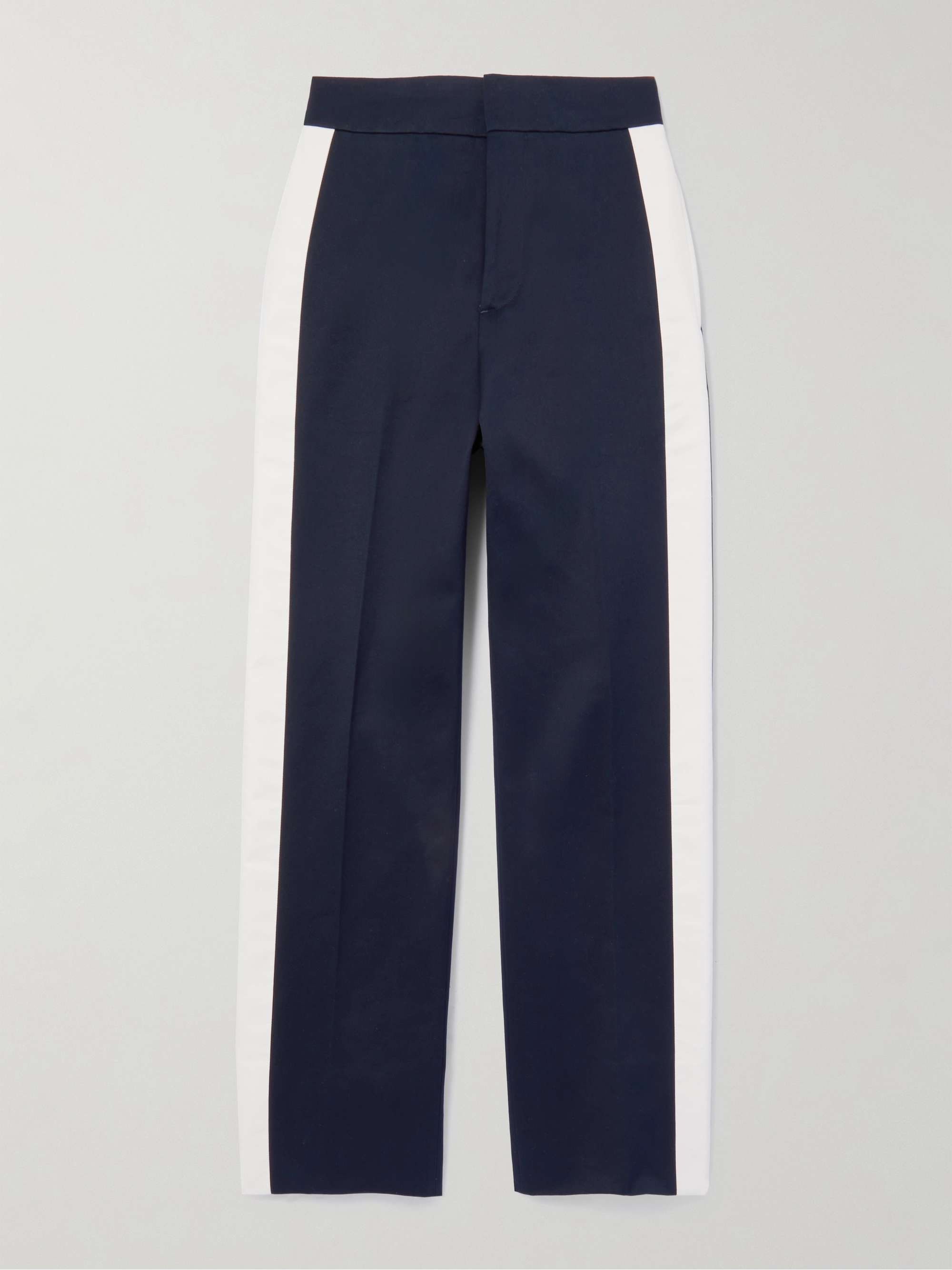 Straight-Leg Striped Cotton-Twill Trousers view