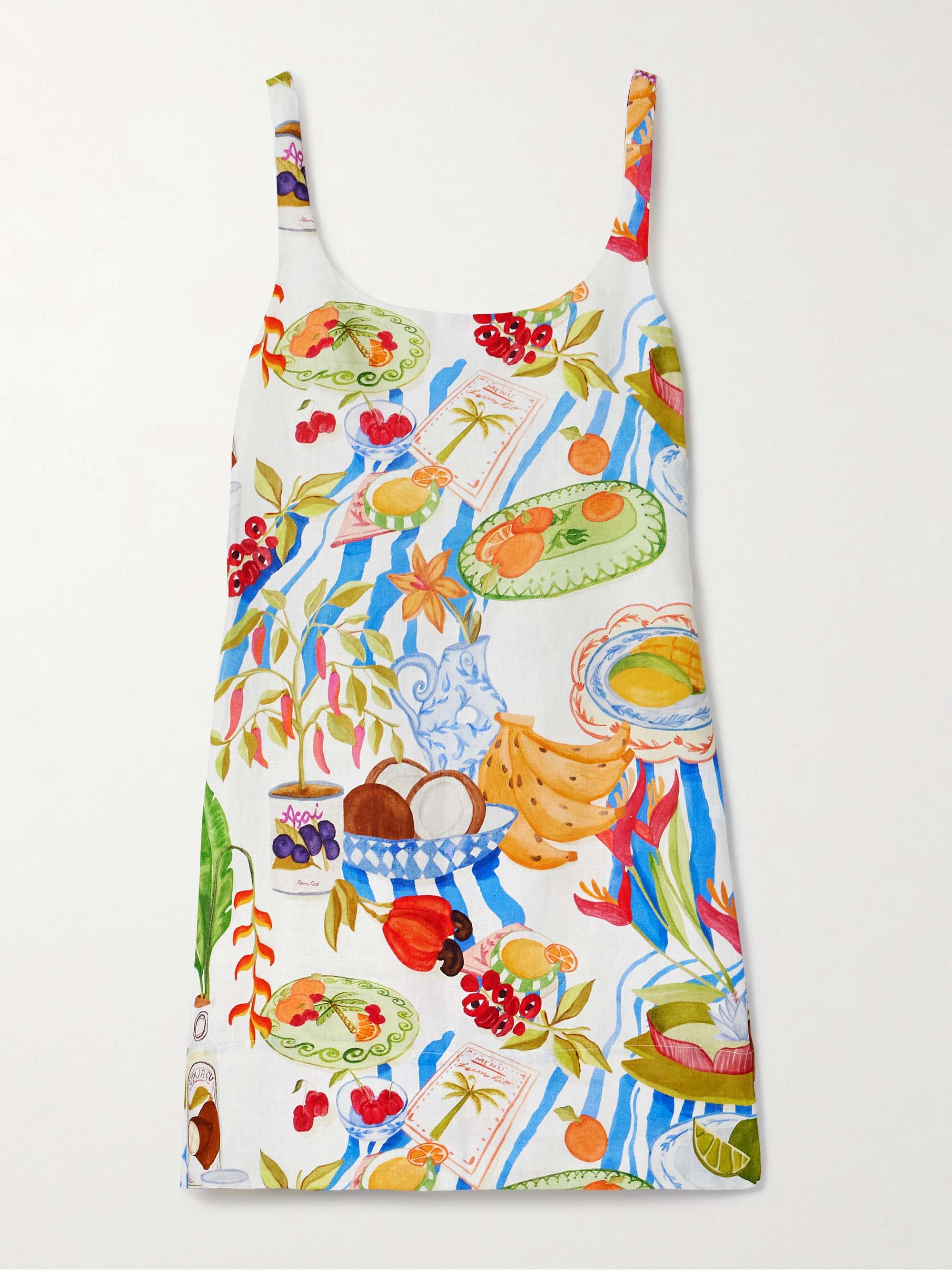 Printed linen mini dress view