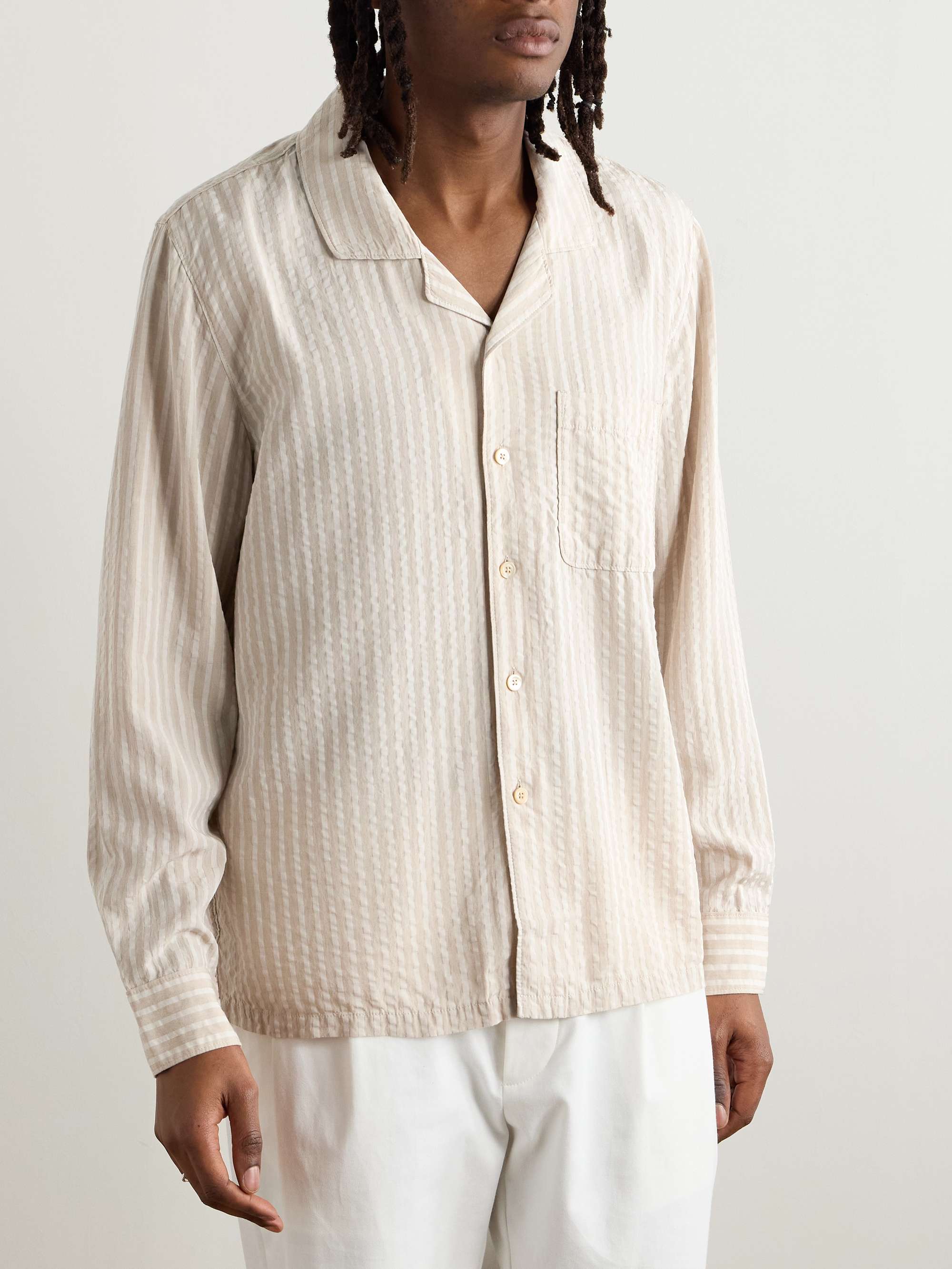 Scopello Convertible-Collar Striped TENCEL™ Lyocell Shirt view