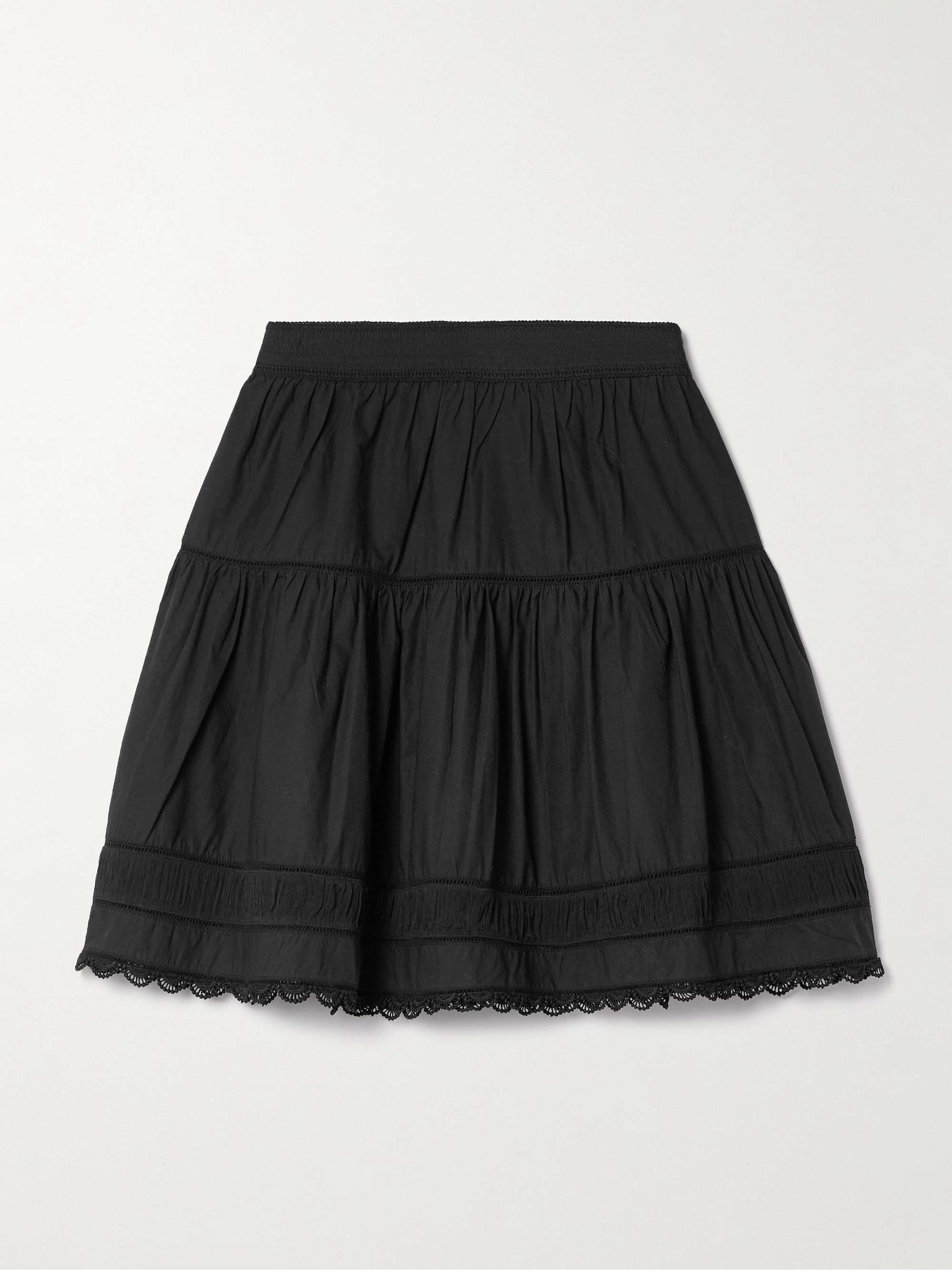 Ayla crochet-trimmed pleated poplin mini skirt view