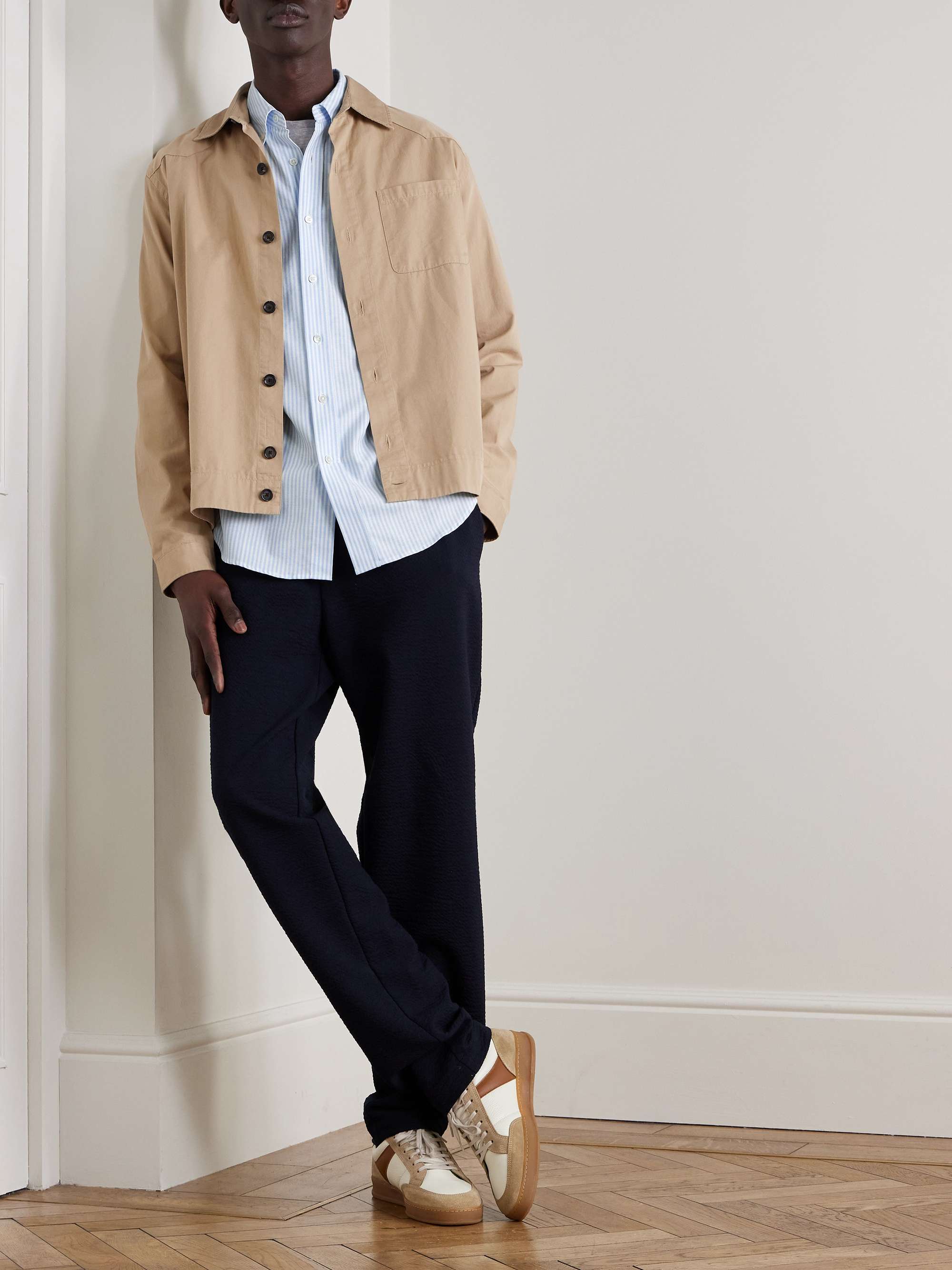 Belavista Button-Down Collar Striped Cotton Oxford Shirt view