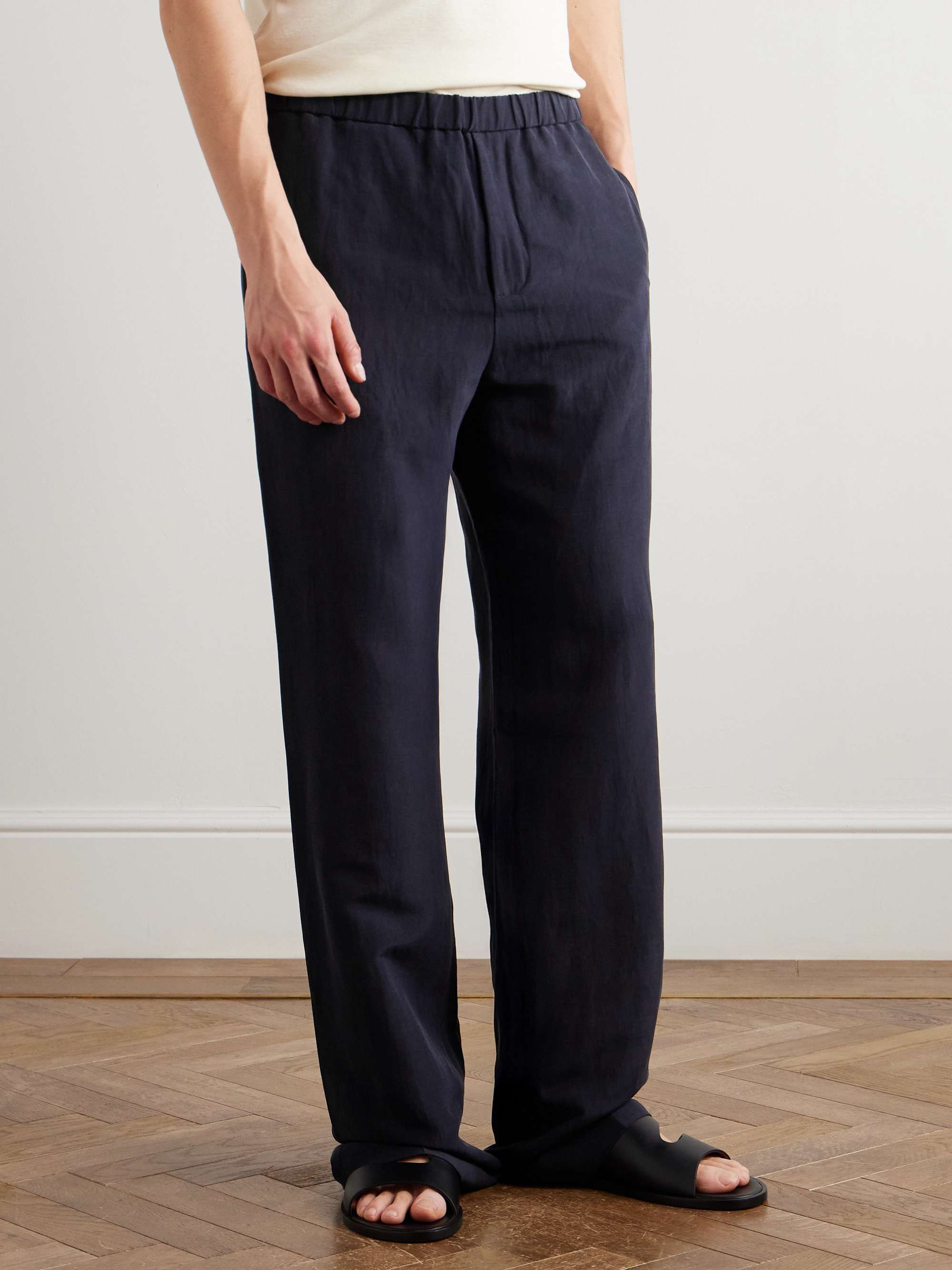 Maryln Straight-Leg Linen and Silk-Blend Trousers view