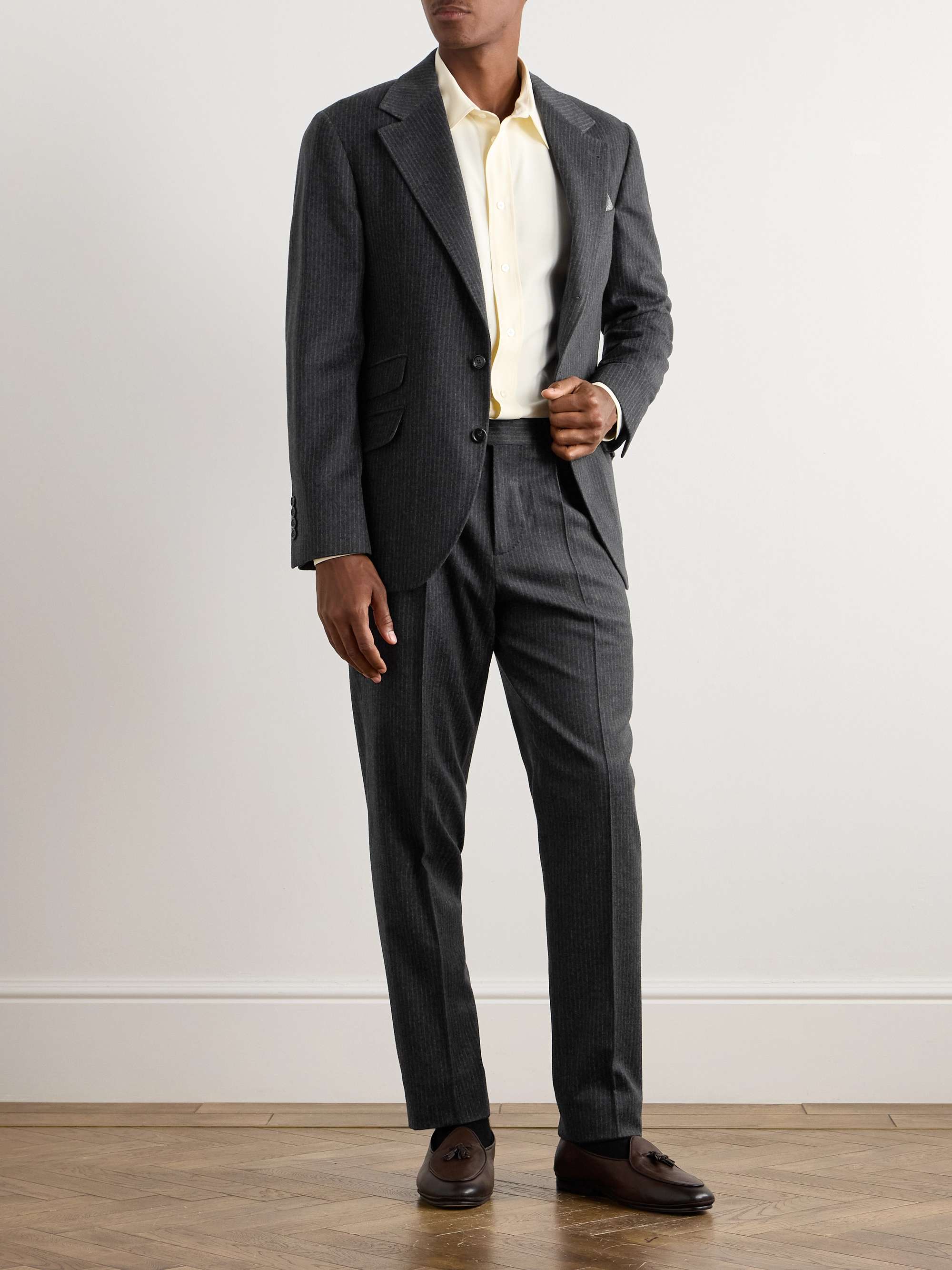 Straight-Leg Pleated Wool and Cashmere-Blend Suit Trousers view