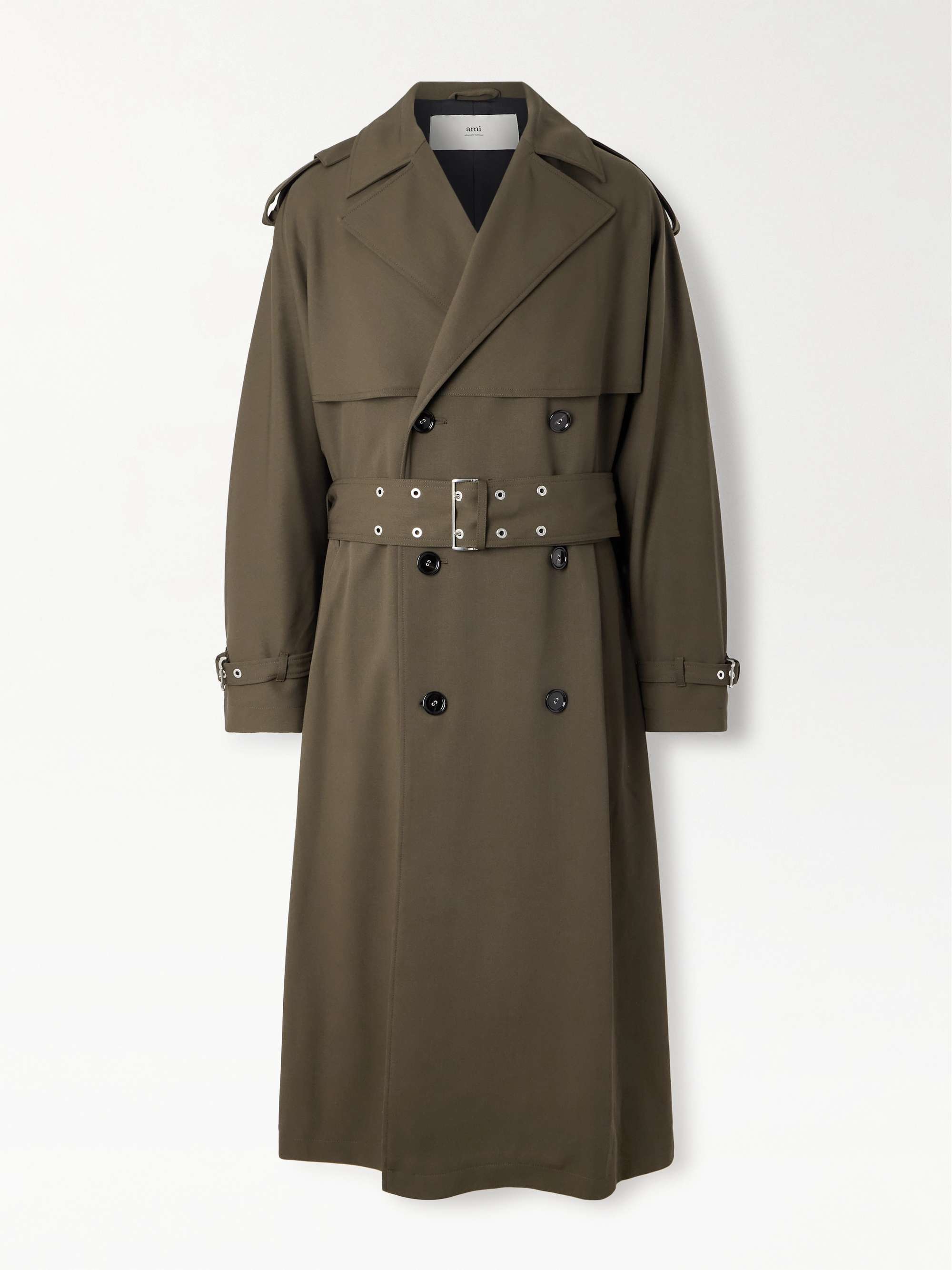 Double-Breasted Belted Virgin Wool-Gabardine Trench Coat view