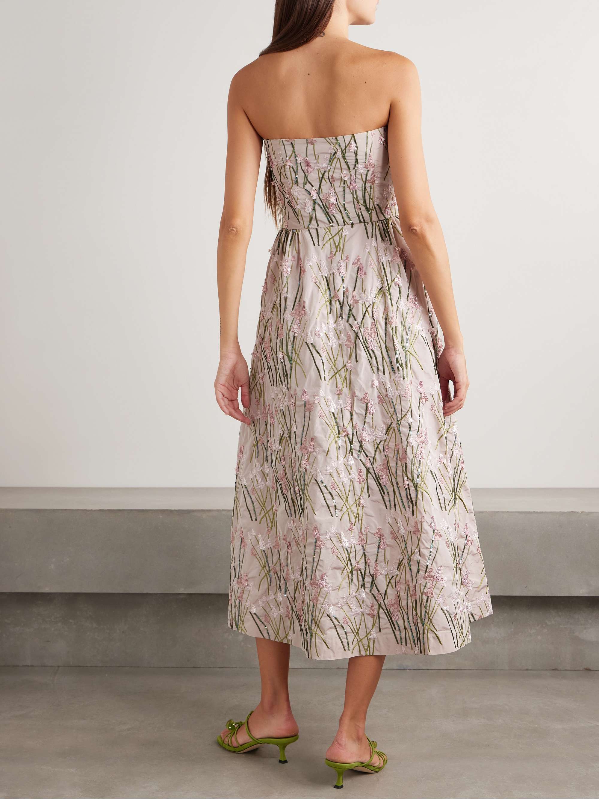 Dette strapless sequin-embellished embroidered taffeta midi dress view