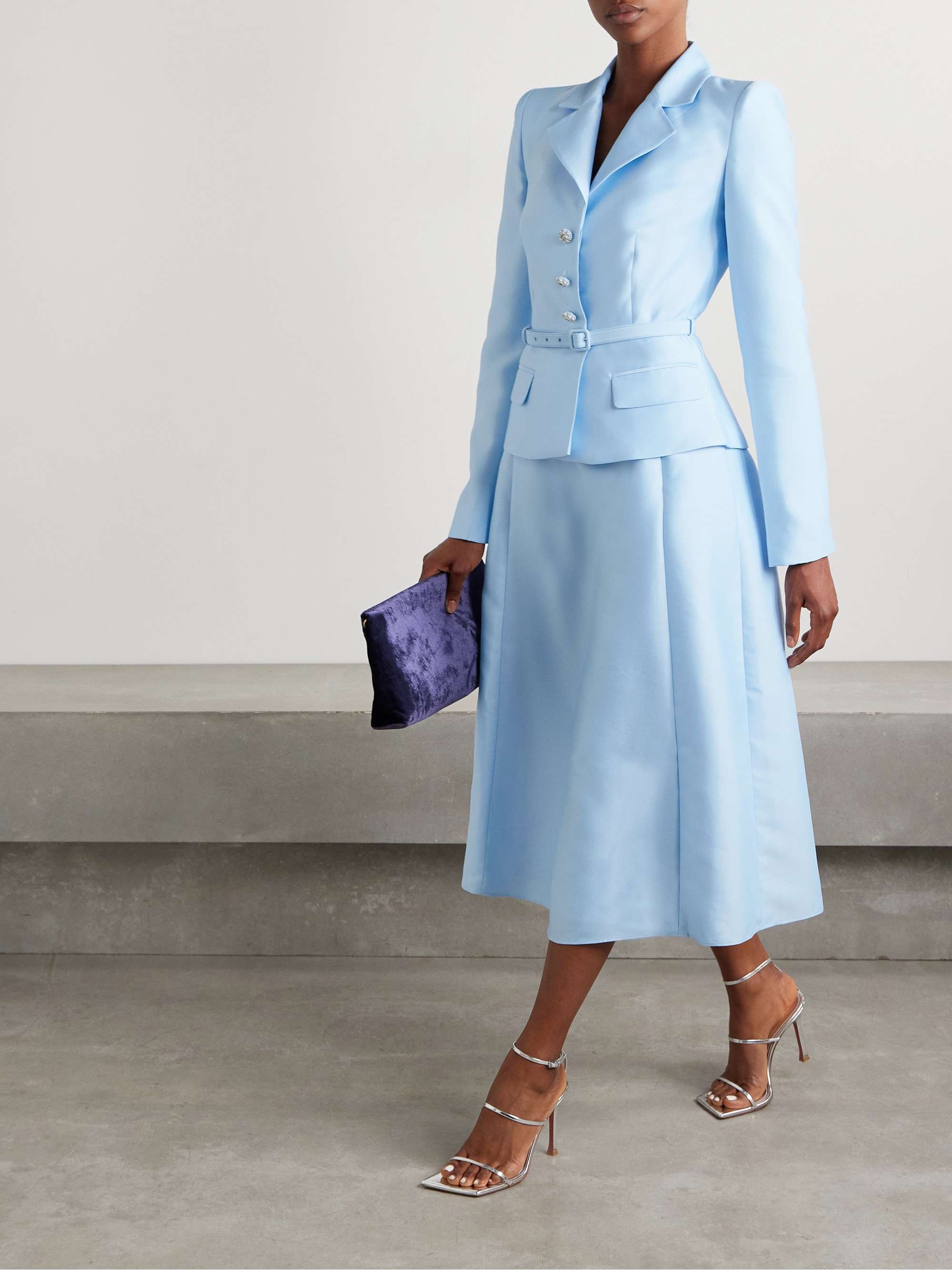 Layered embellished taffeta midi dress view