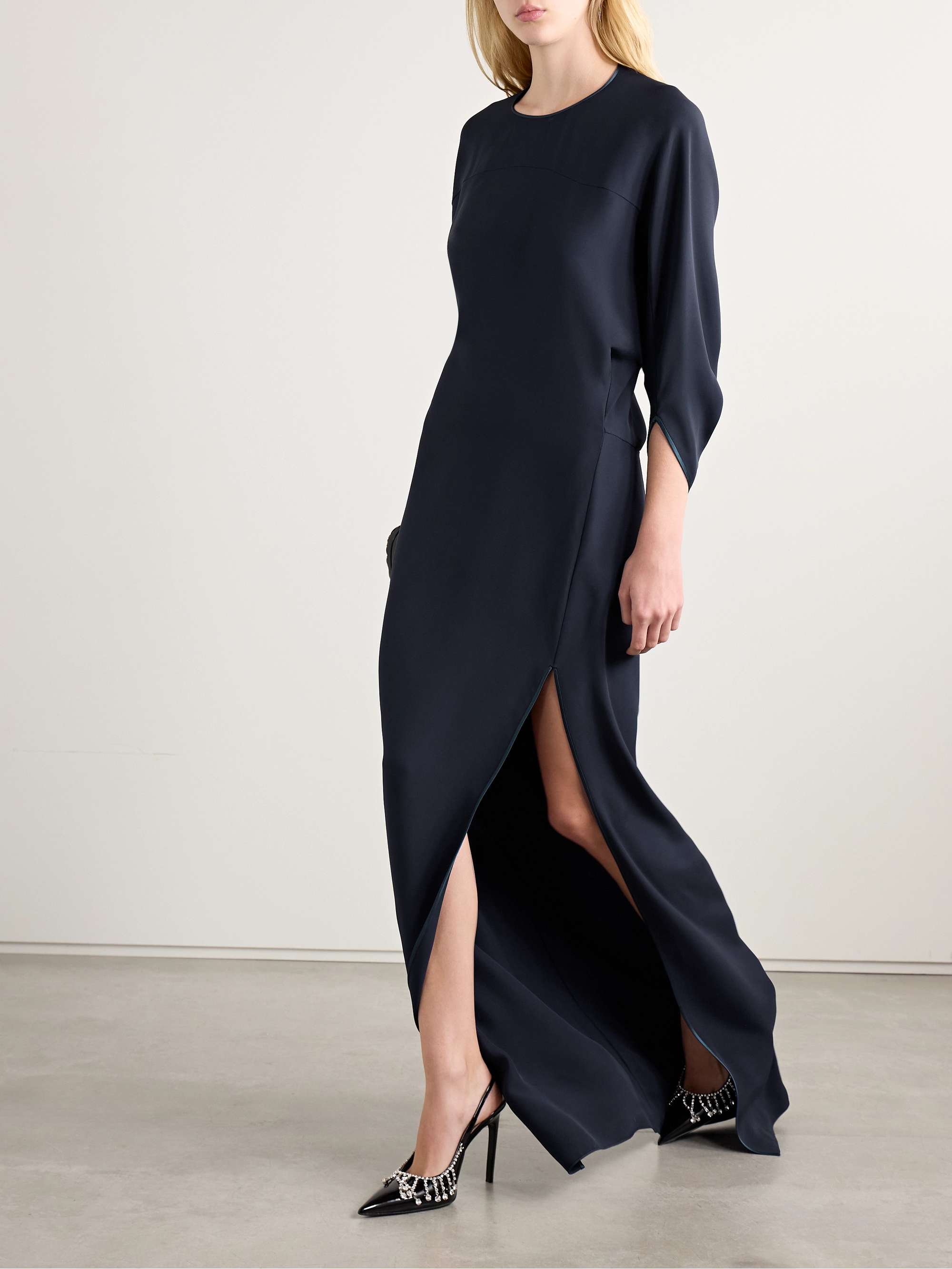 Silk satin-trimmed cady gown view