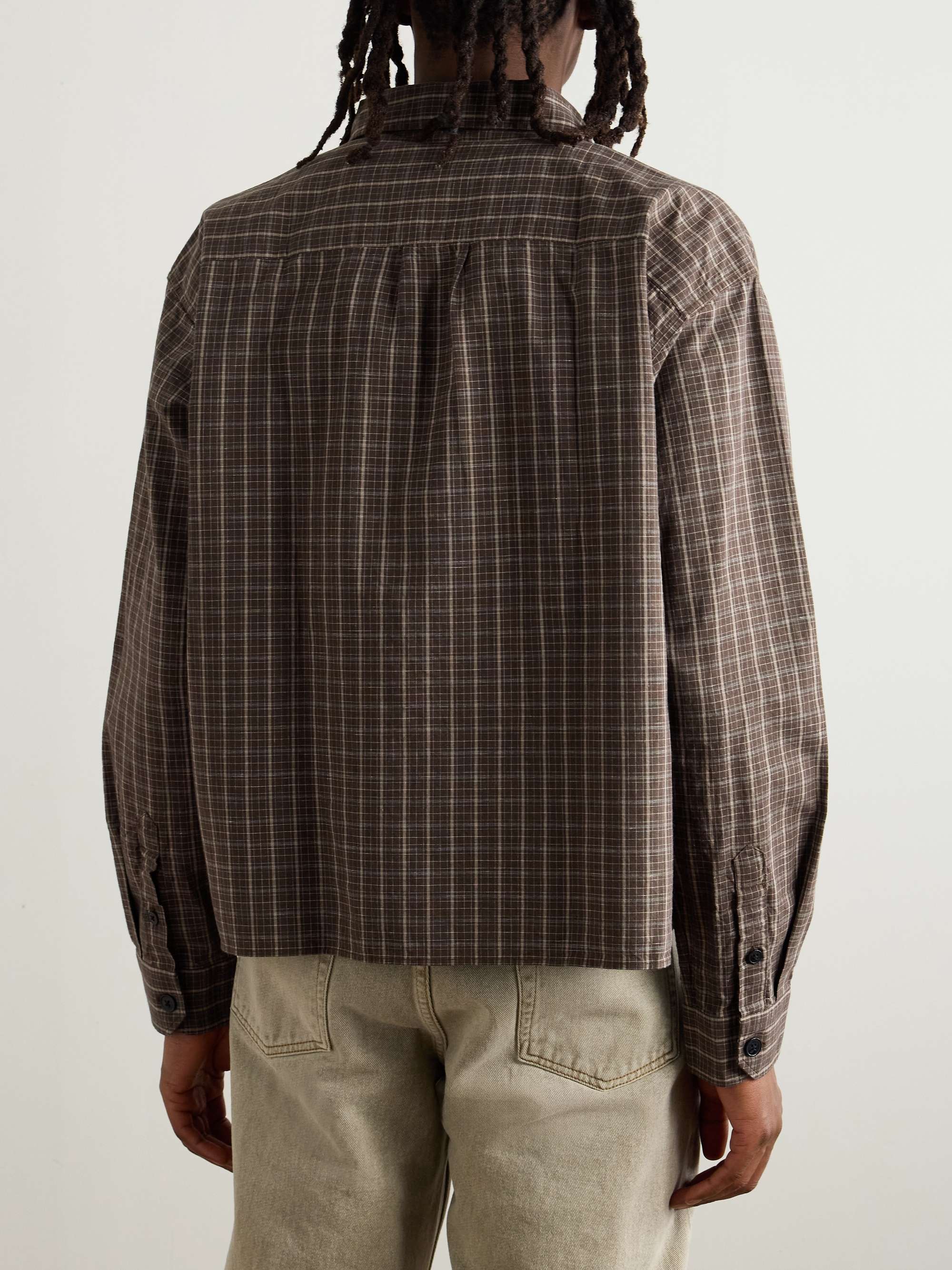 Checked Cotton and Linen-Blend Shirt view