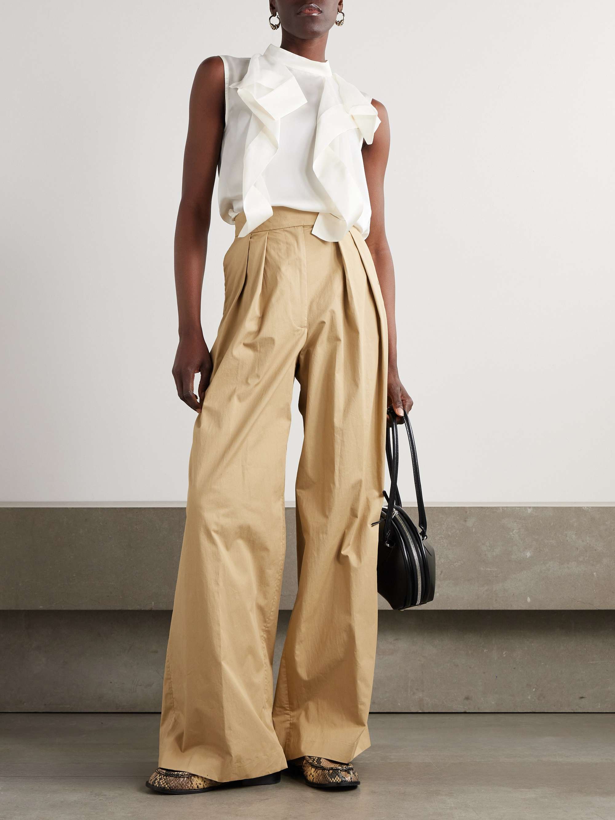 Ruffled satin-trimmed chiffon blouse view