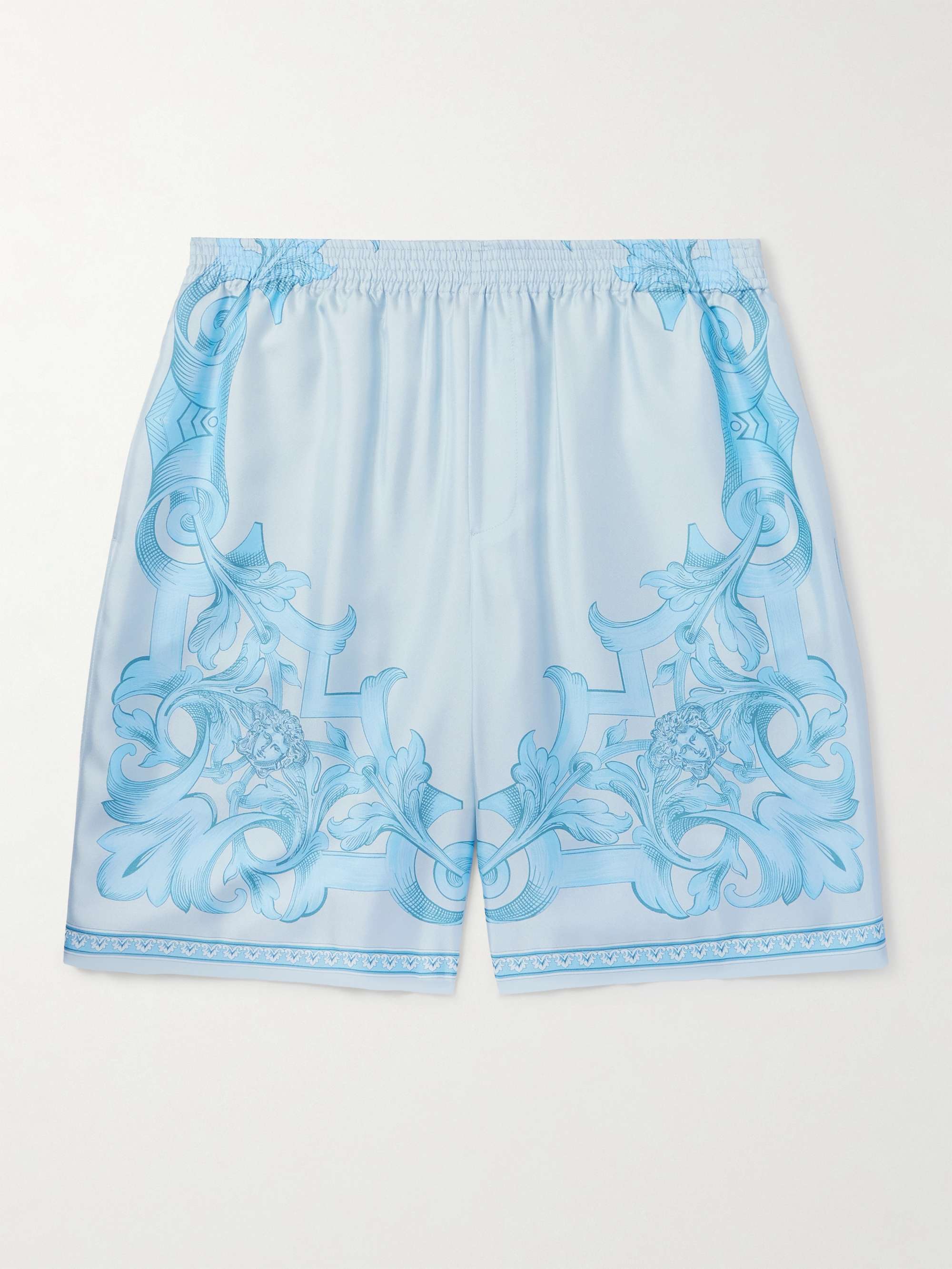 Straight-Leg Printed Silk-Twill Shorts view