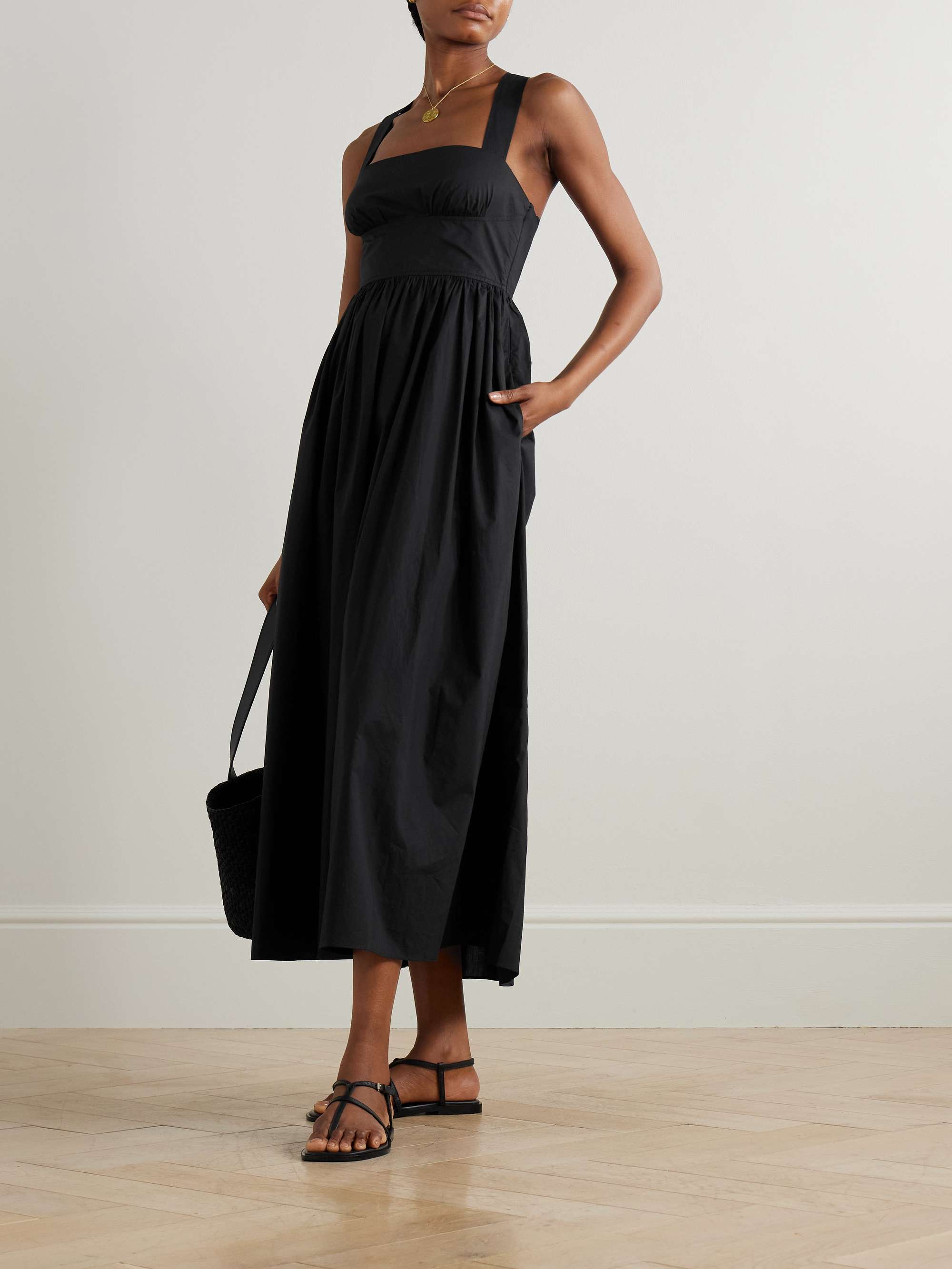 Gathered organic cotton midi dress view