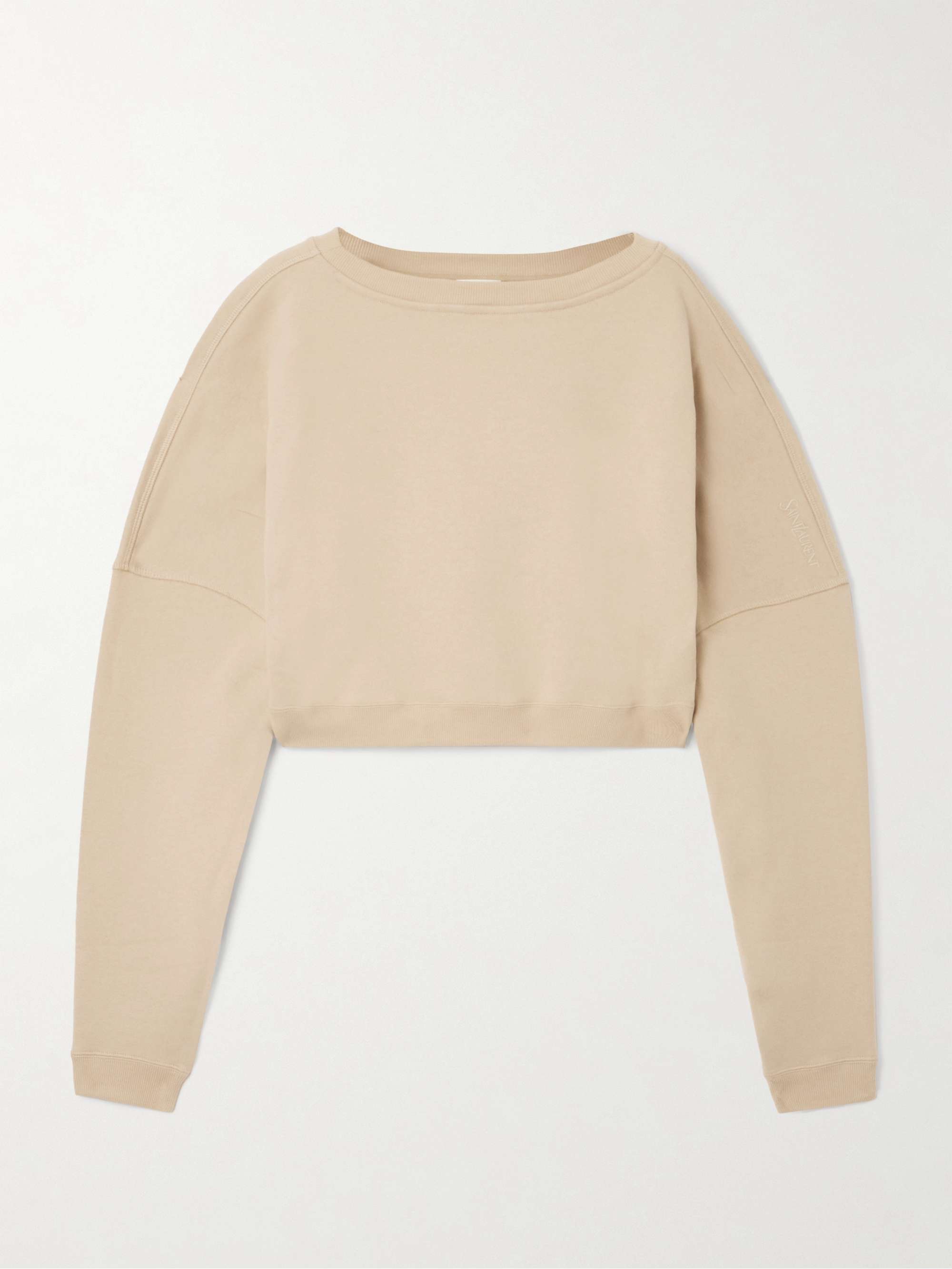 Cropped embroidered cotton-jersey sweater view