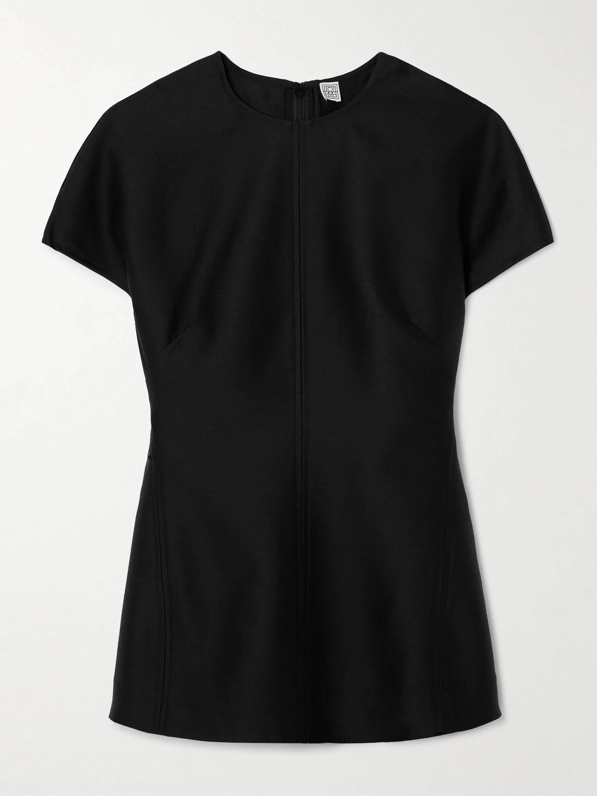 Paneled wool and silk-blend top view