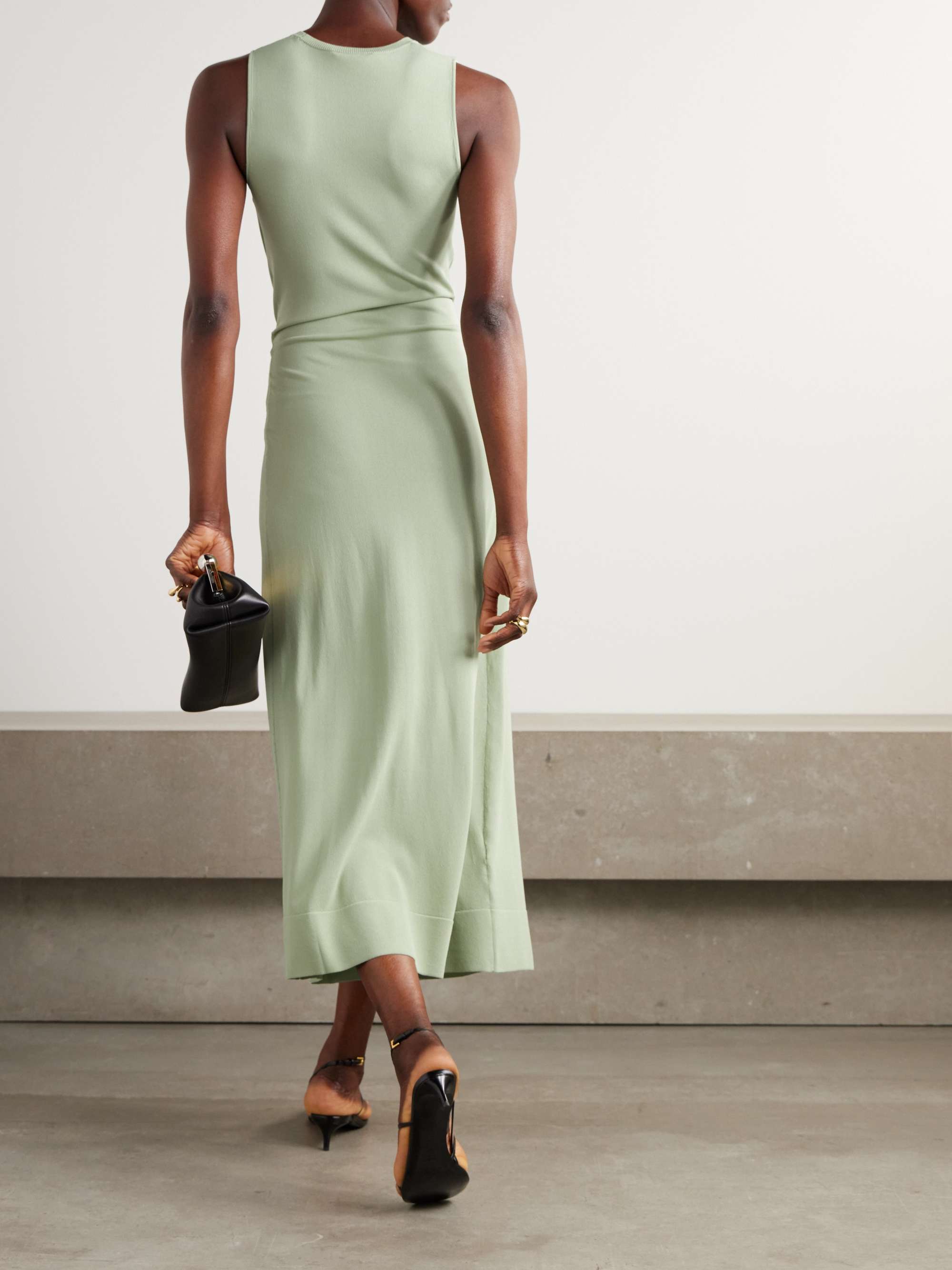 Saralien embellished gathered stretch-knit midi dress view