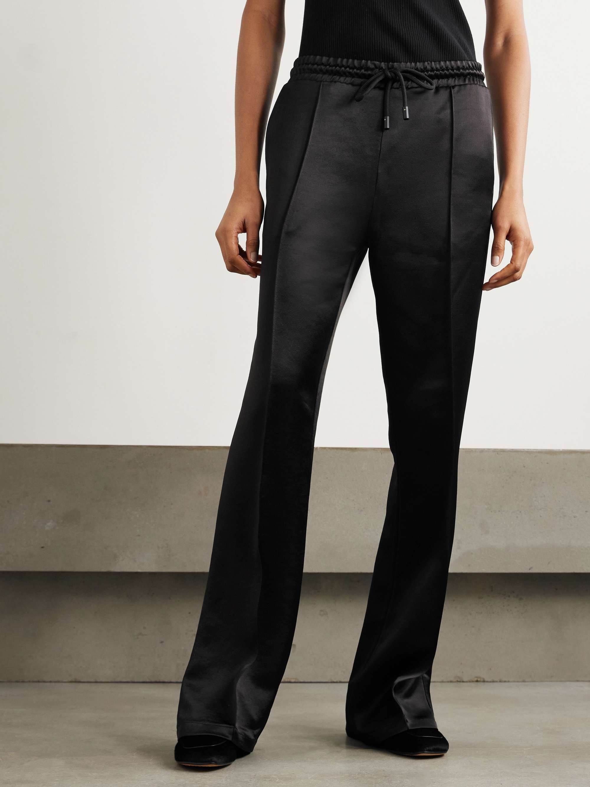 Satin straight-leg track pants view