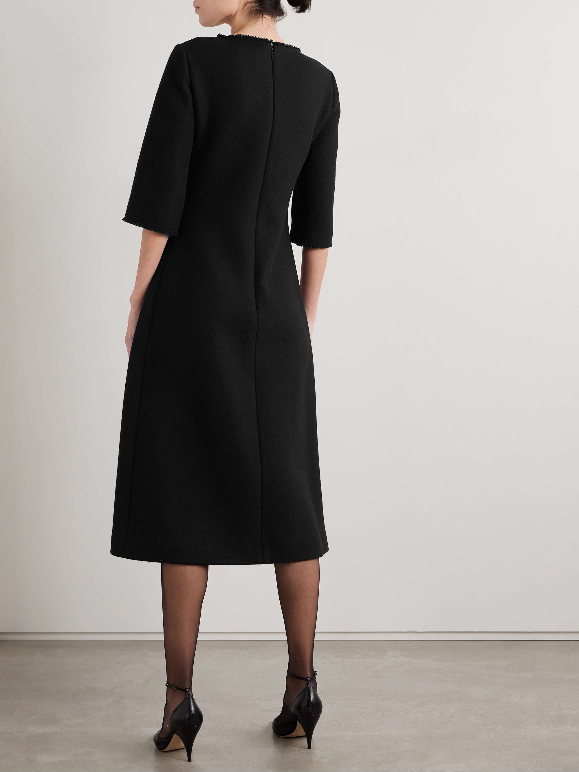 Solene frayed wool-blend midi dress view