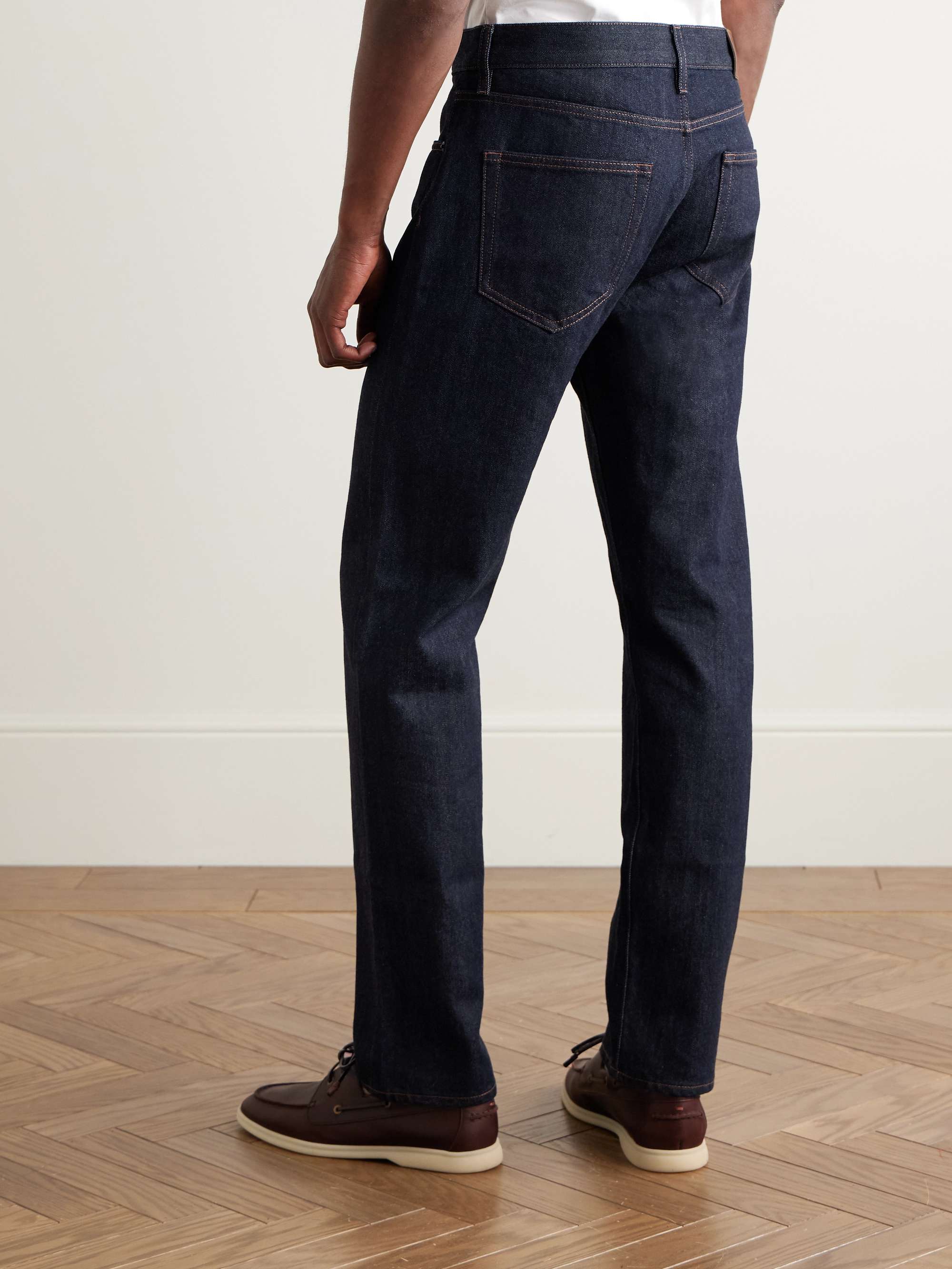 Straight-Leg Cotton and Cashmere-Blend Jeans view